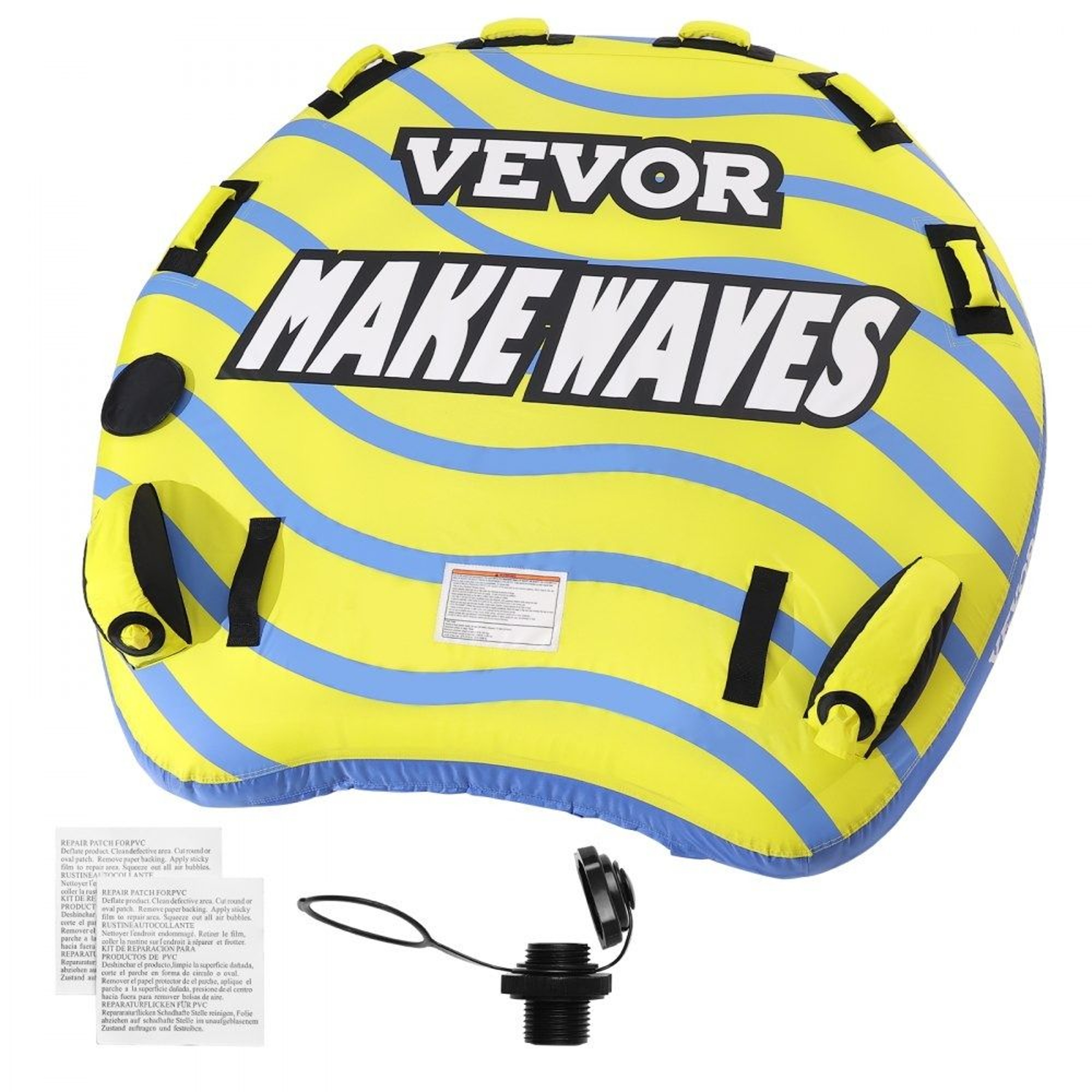 3 Person Inflatable Towable Tube For Boating With Safety Handles 0