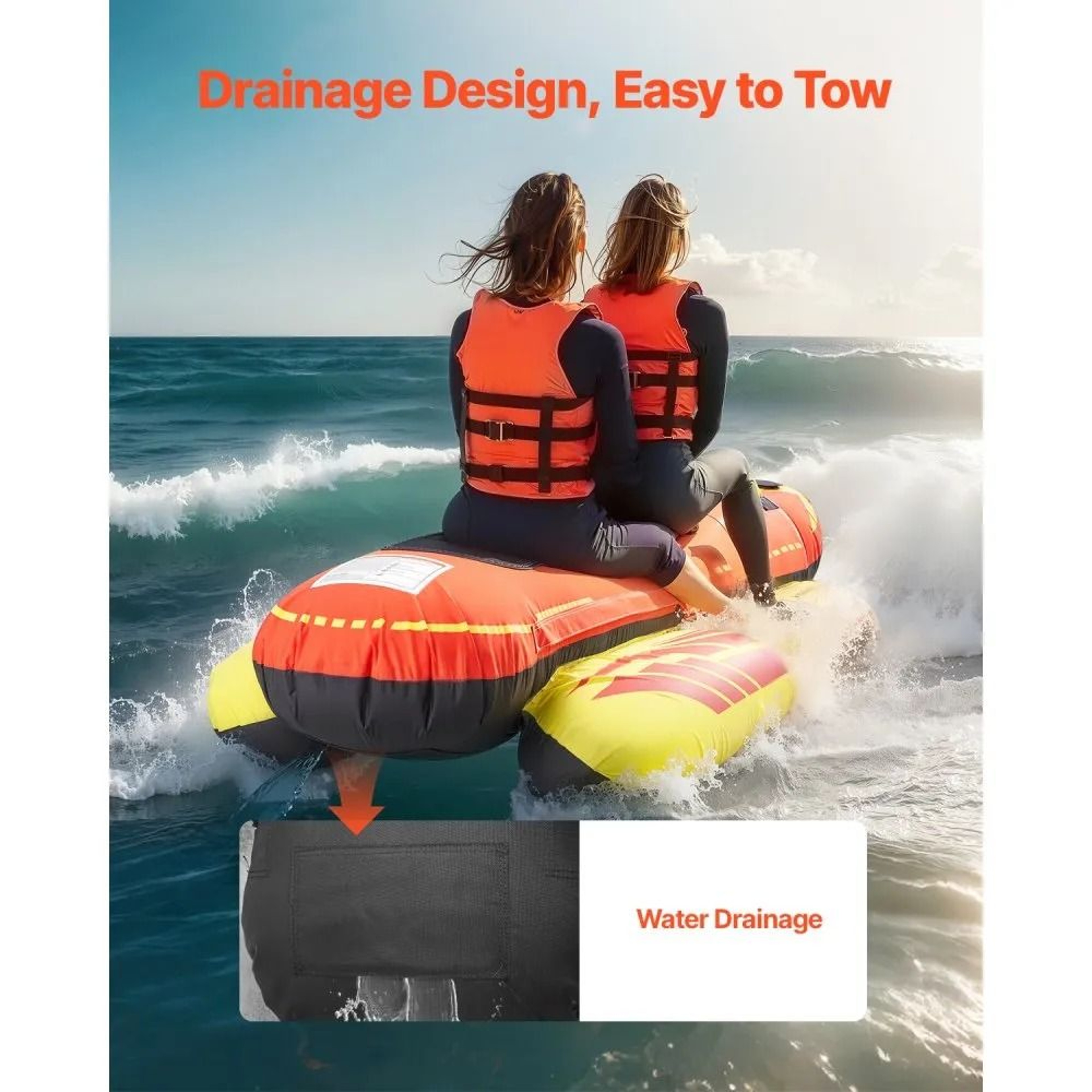 3 Person Towable Tube For Boating Inflatable Water Sport Tube With Nylon Cover And Padded Handles 1