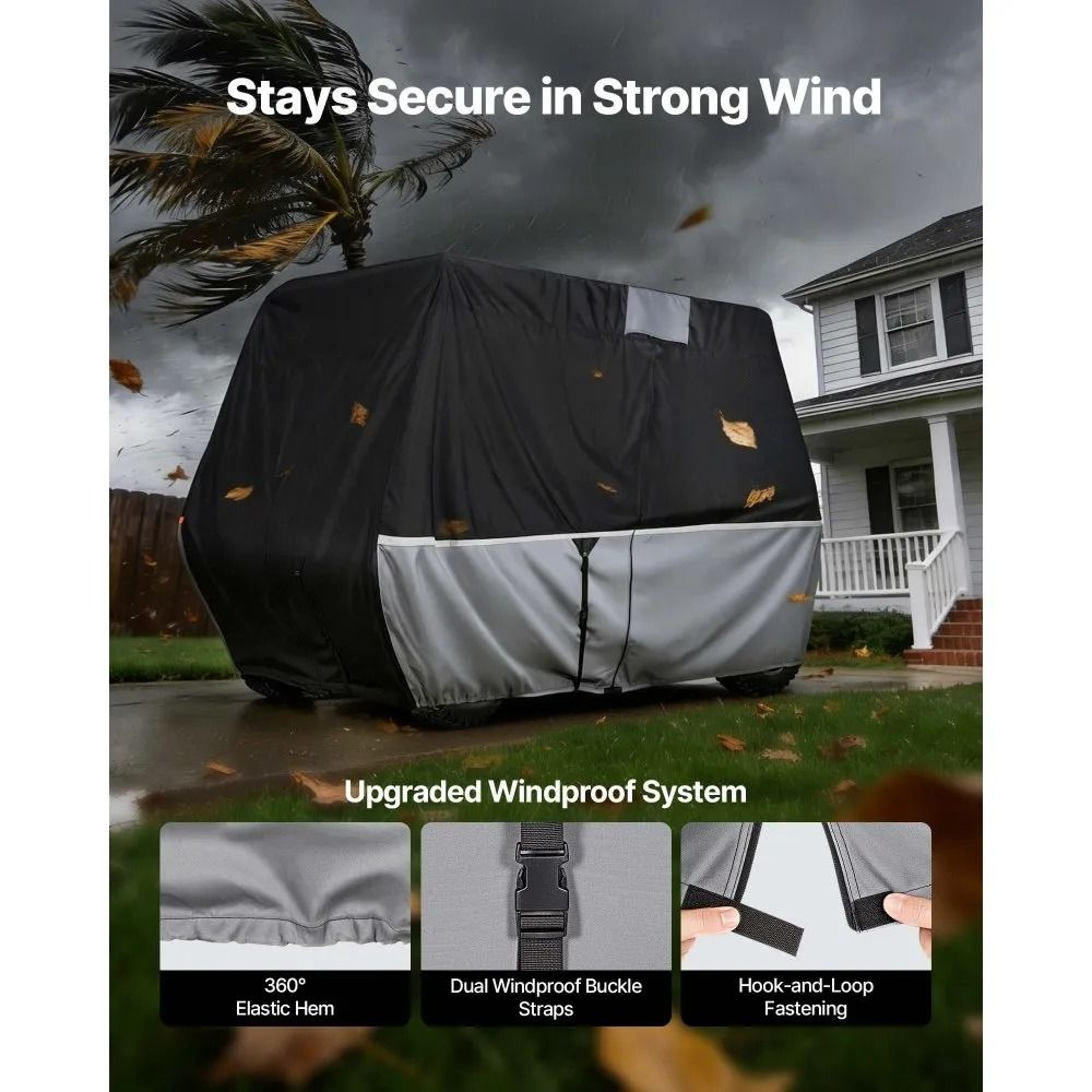 Golf Cart Cover Full Coverage 224 Passenger Waterproof 420D Oxford Fabric 1