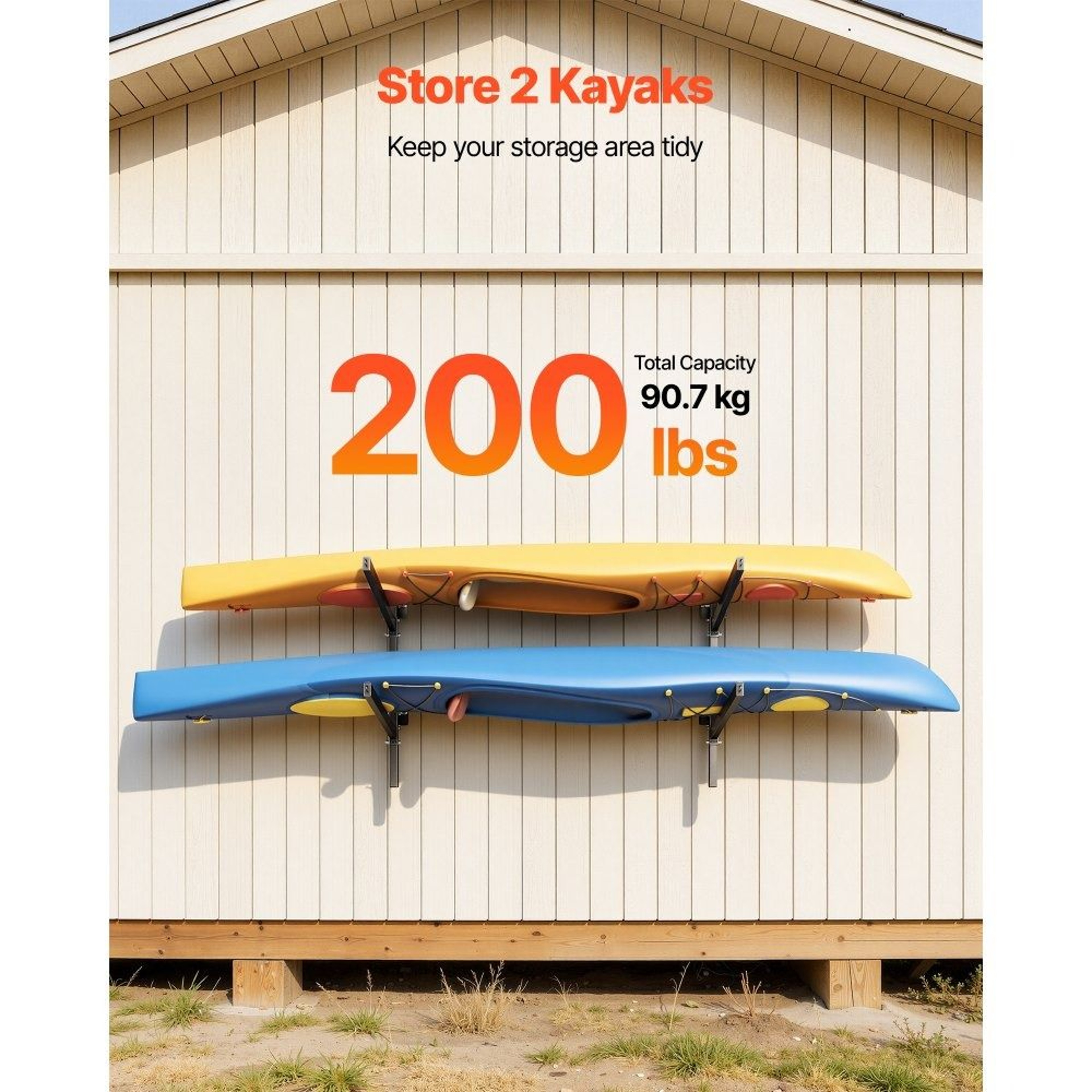 Heavy Duty Kayak Storage Rack For 2 Kayaks Wall Mount Organizer 1