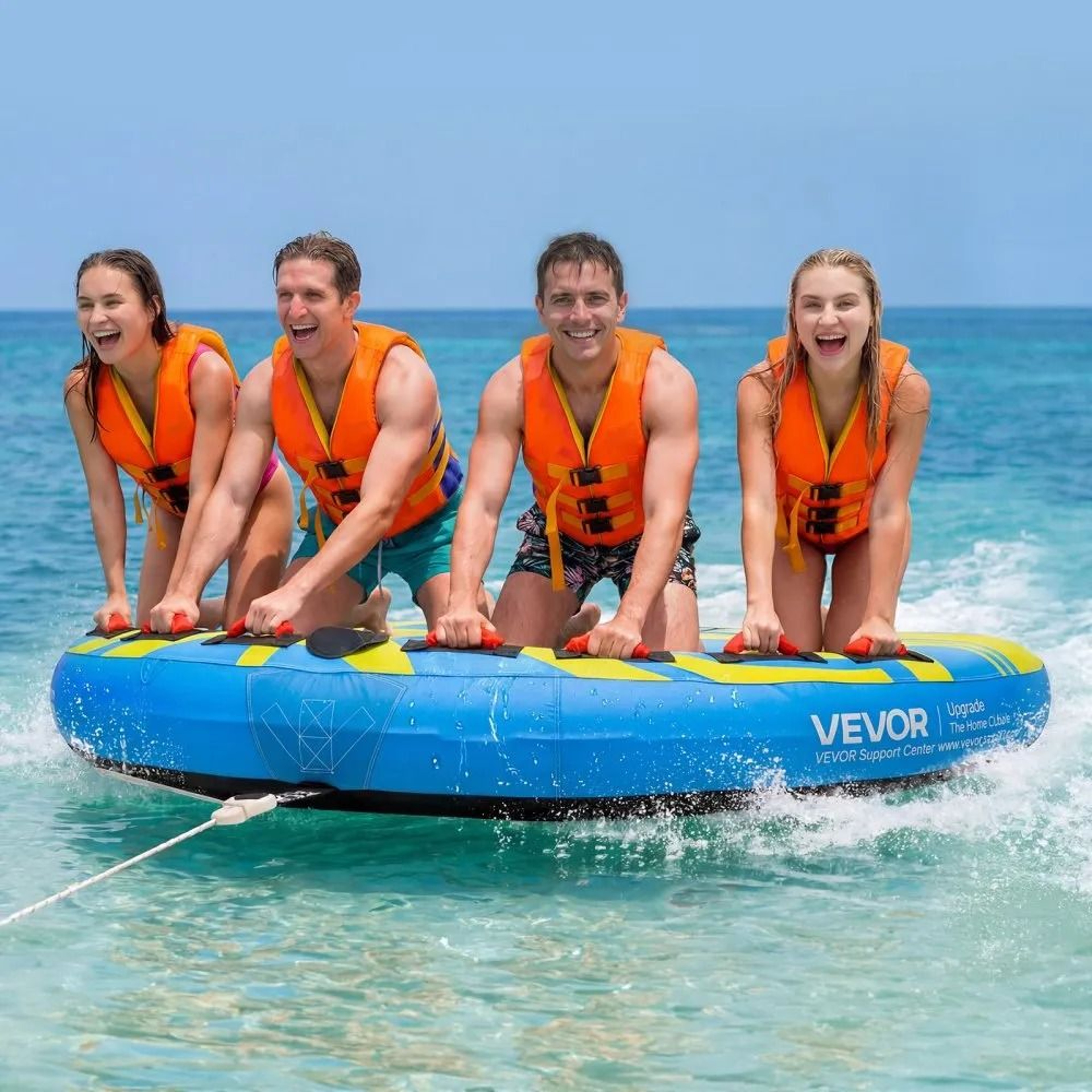 4 Rider Towable Tube For Boating With Nylon Cover And Padded Handles 5