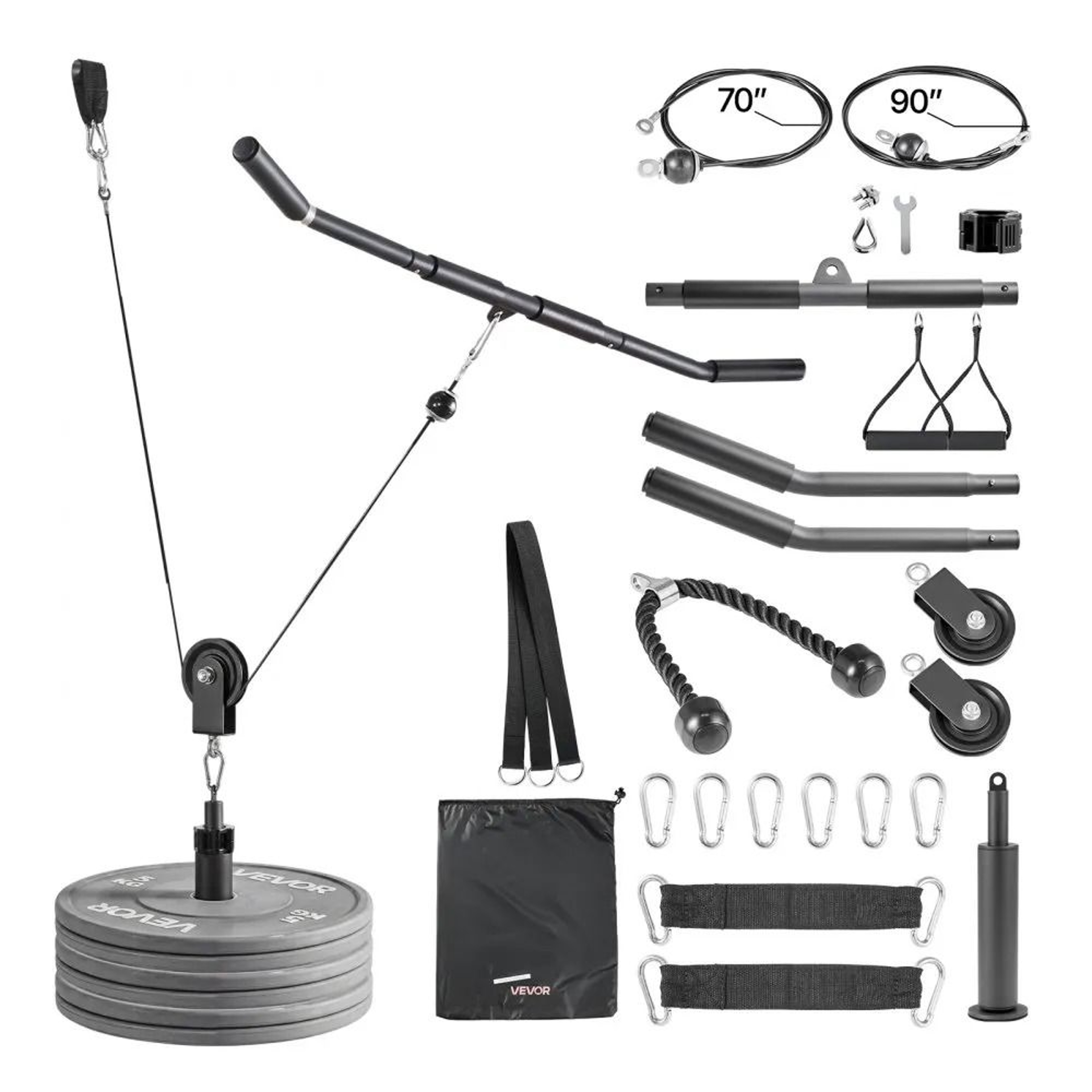 330 Lb Home Gym Cable Pulley System With LAT Pulldown And Lift Attachments 0