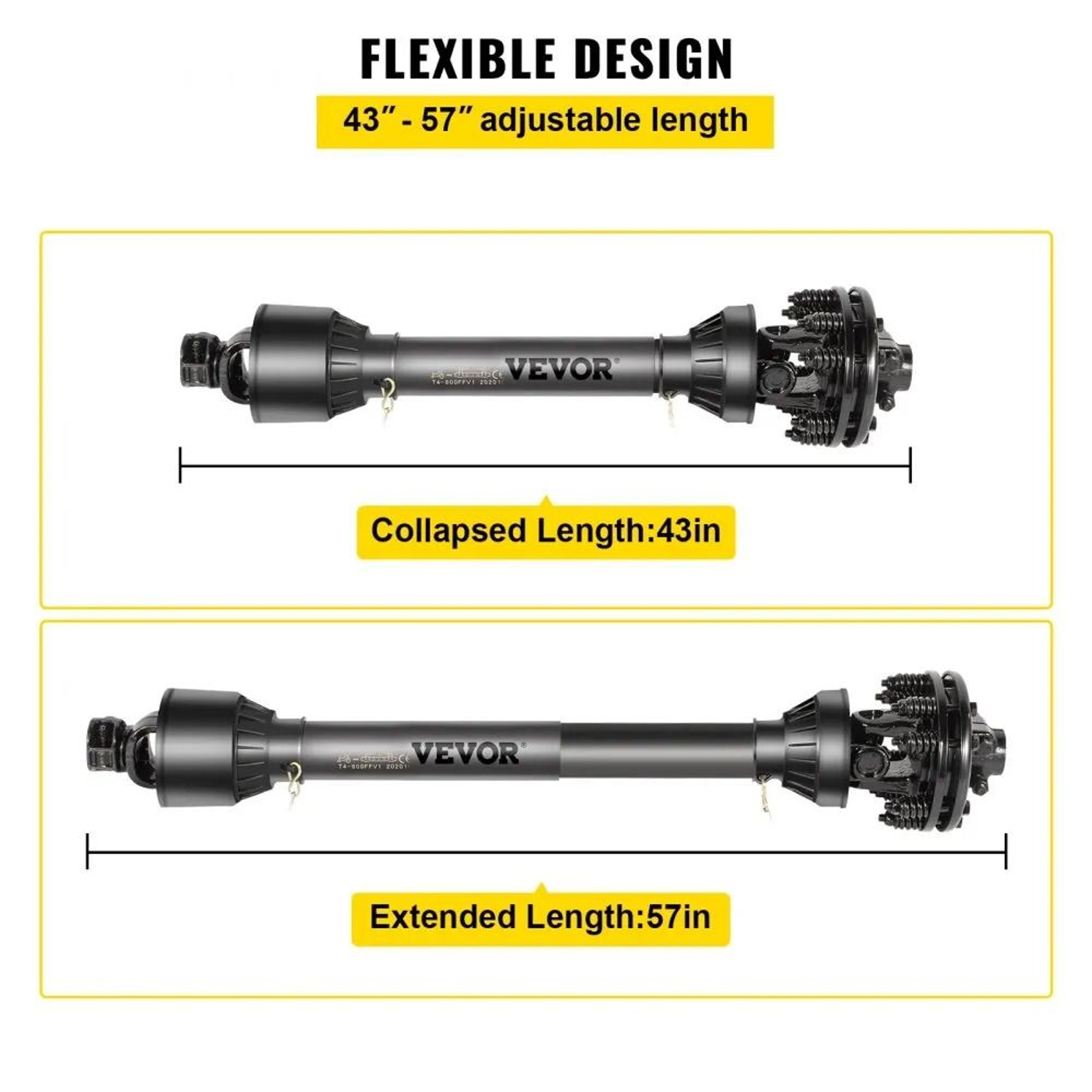 Series 5 PTO Drive Shaft With Slip Clutch 138 Inch 6 Spline 4357 Inch 3