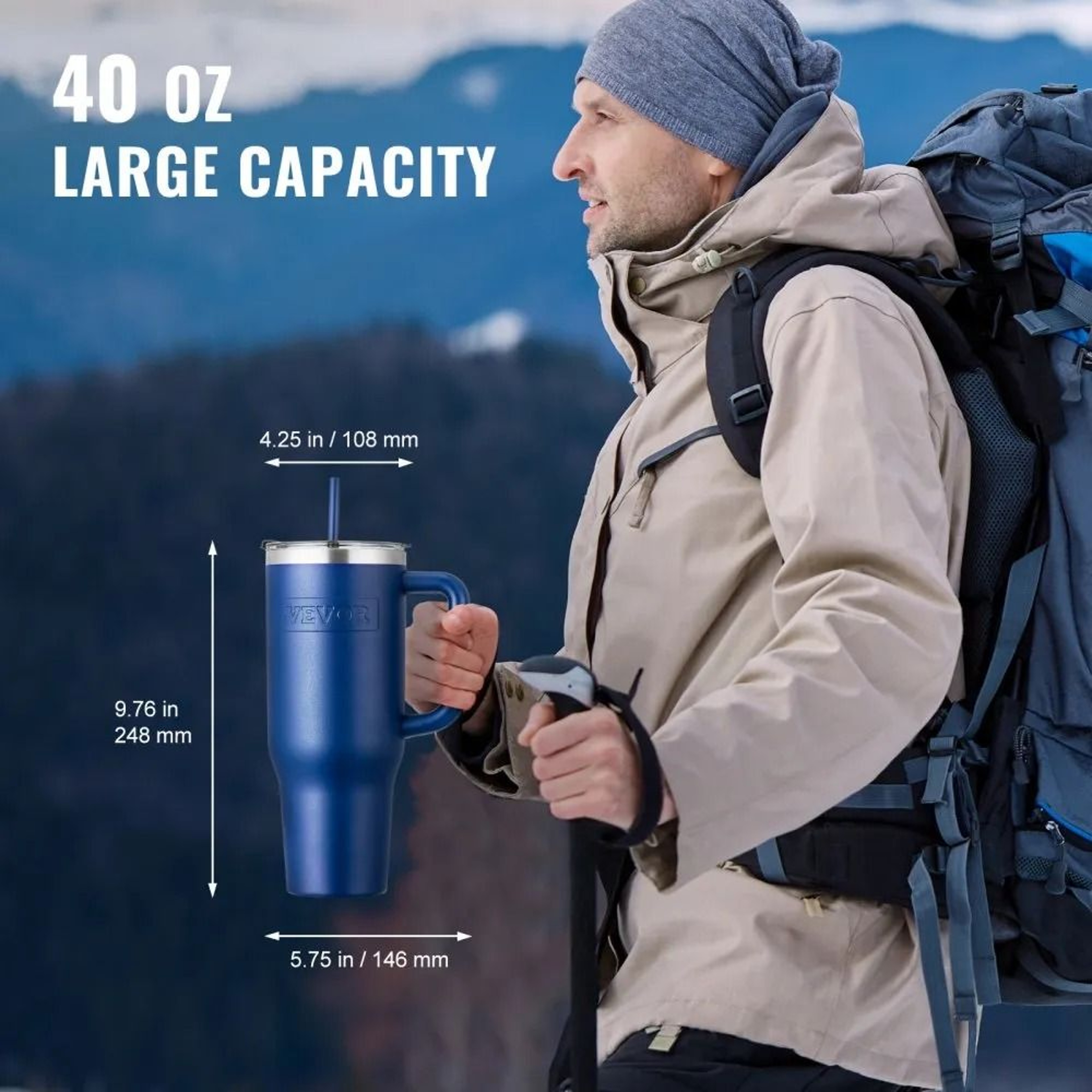 40 Oz Insulated Water Bottle With Leakproof Lid And Carry Handle 4