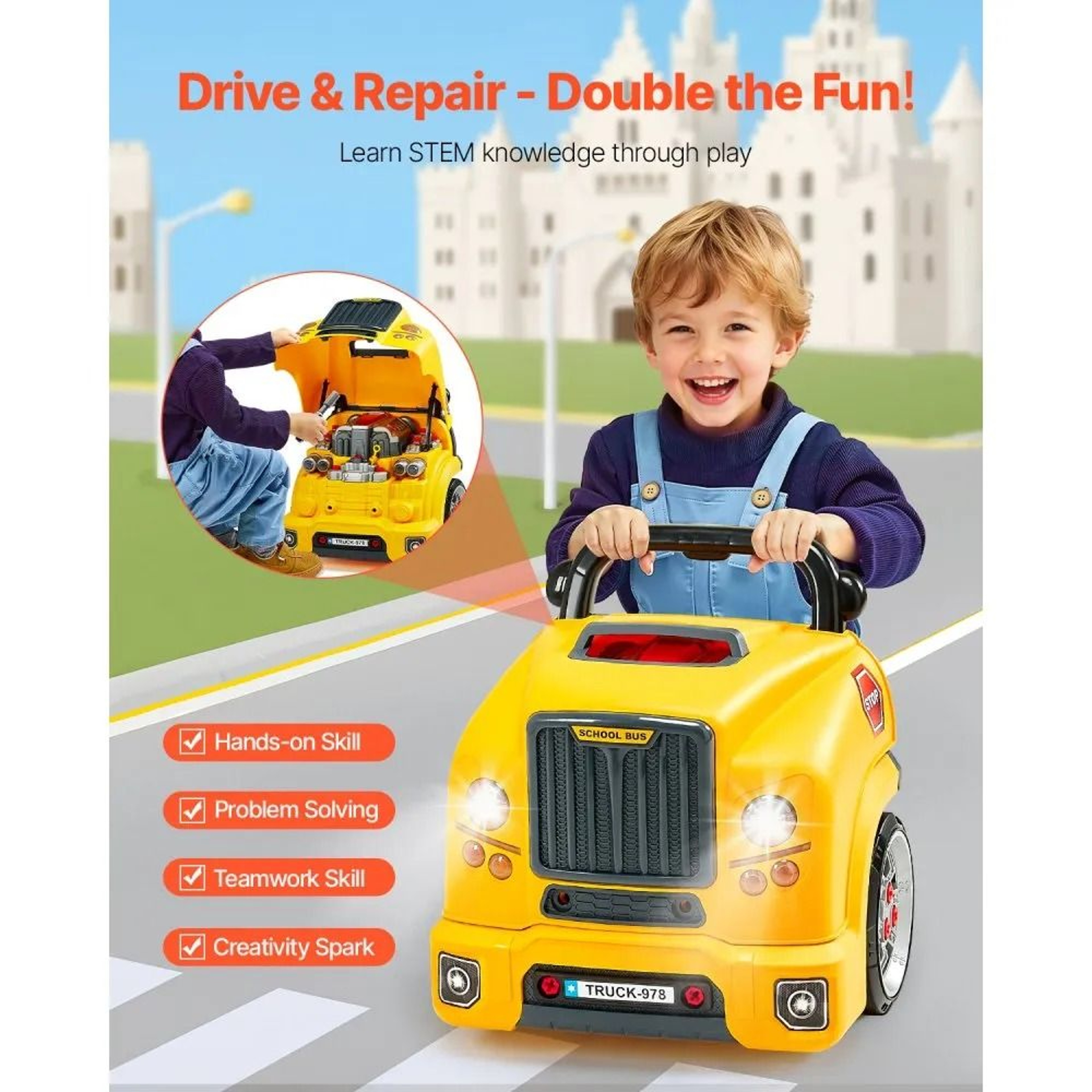 Kids Mechanic Engine Toy 60 Piece Interactive Car Repair Playset 1