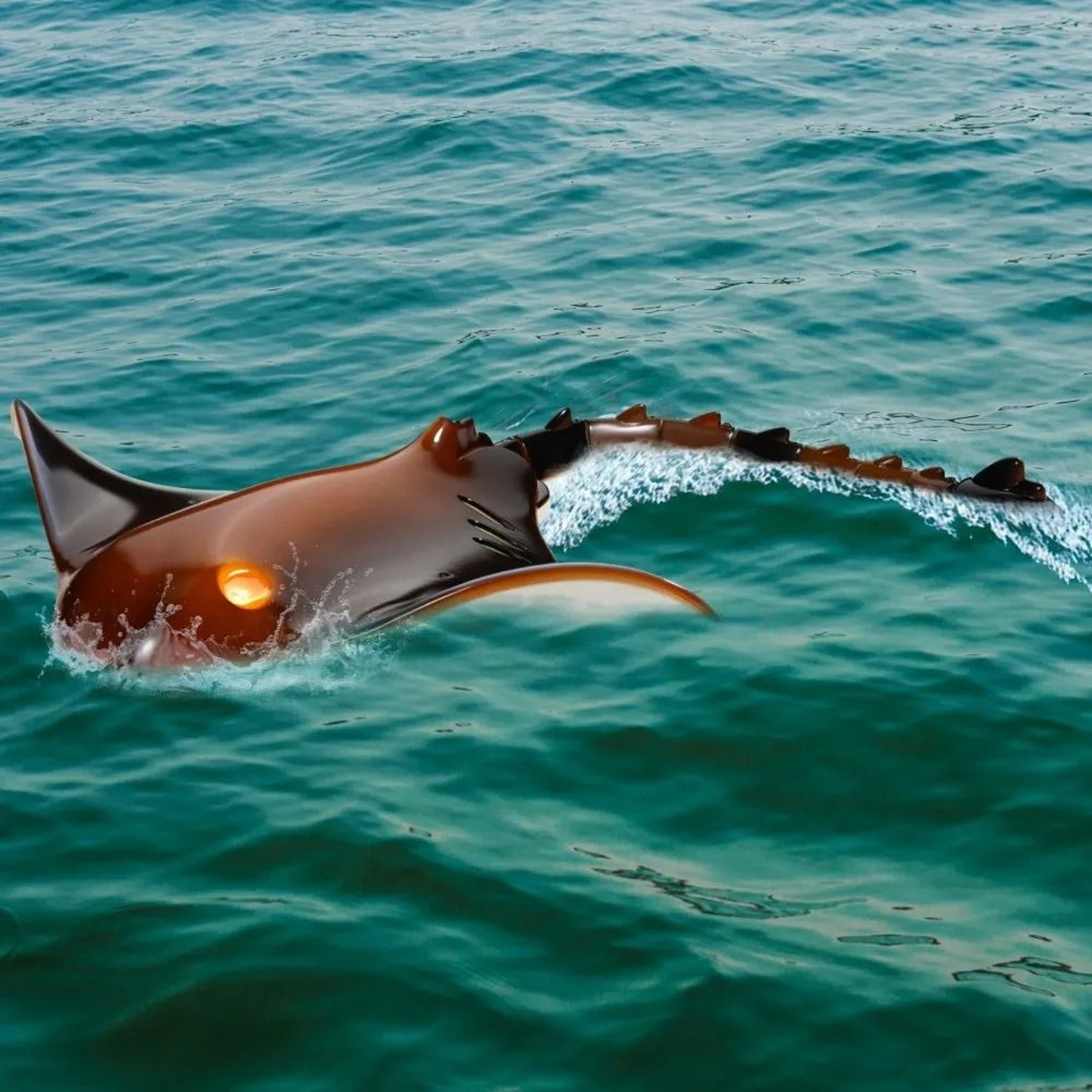 Remote Control Manta Ray Toy With LED Lights High Simulation RC Water Toy 6