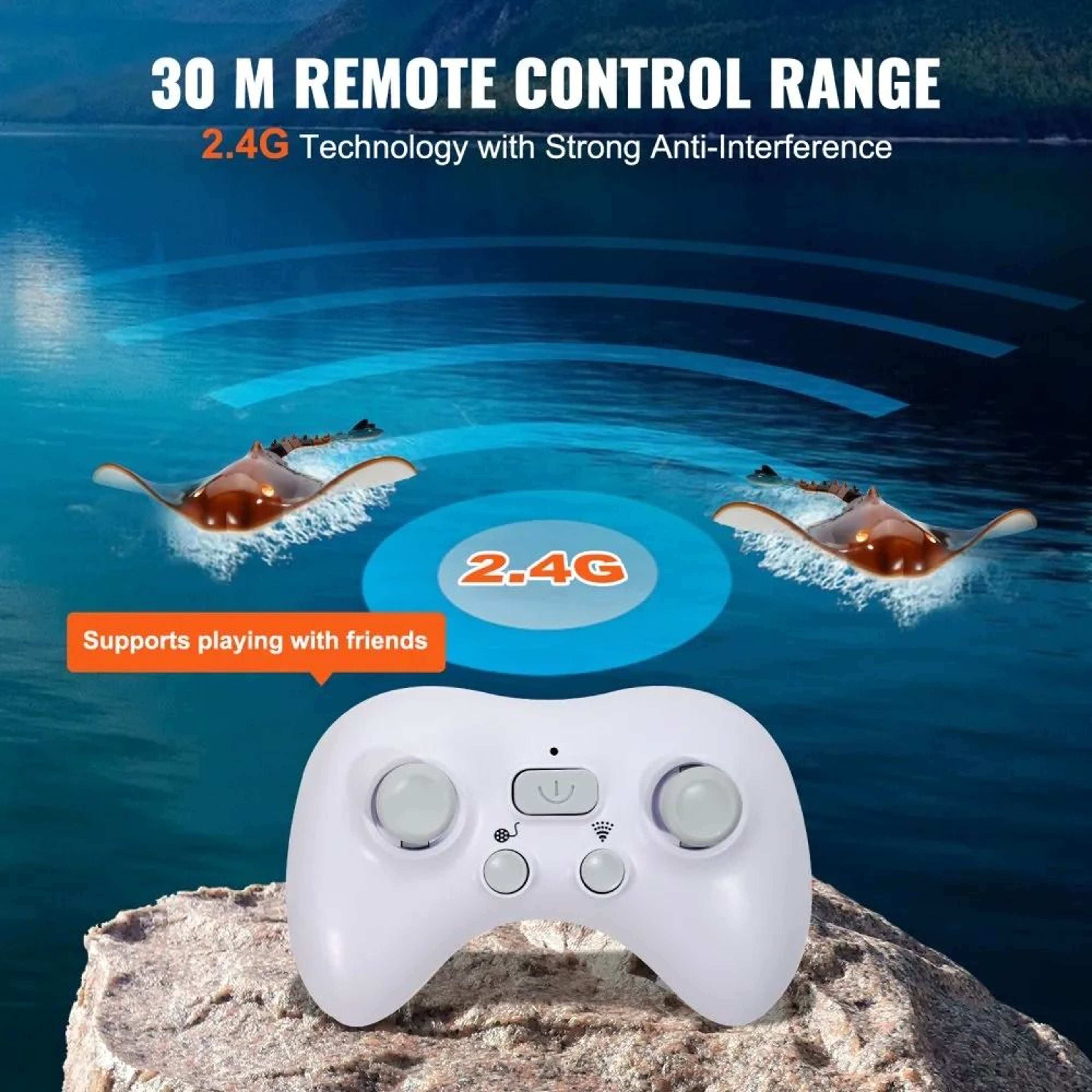 Remote Control Manta Ray Toy With LED Lights High Simulation RC Water Toy 4