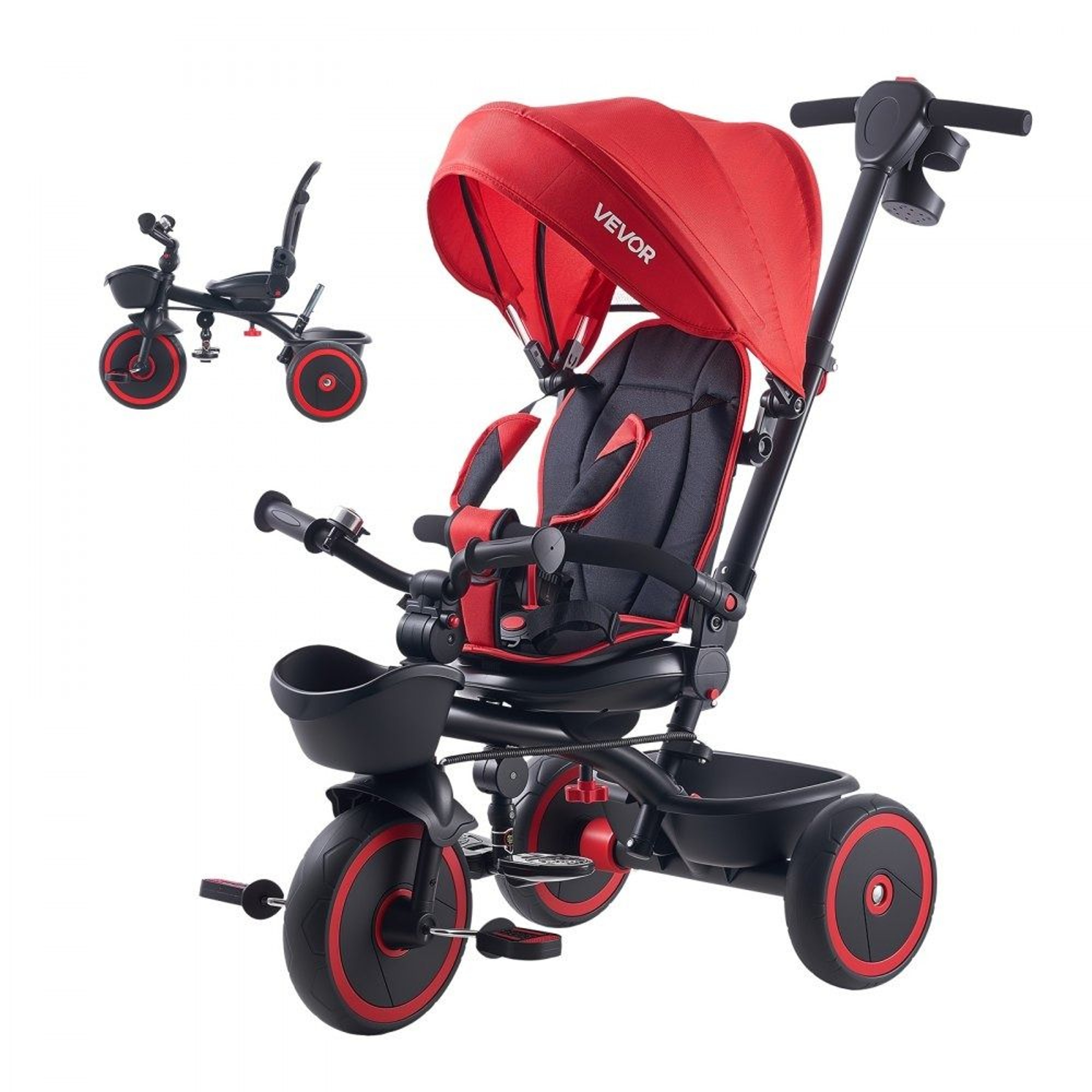 6 In 1 Toddler Tricycle Stroller With Push Handle Adjustable Seat And Canopy 0