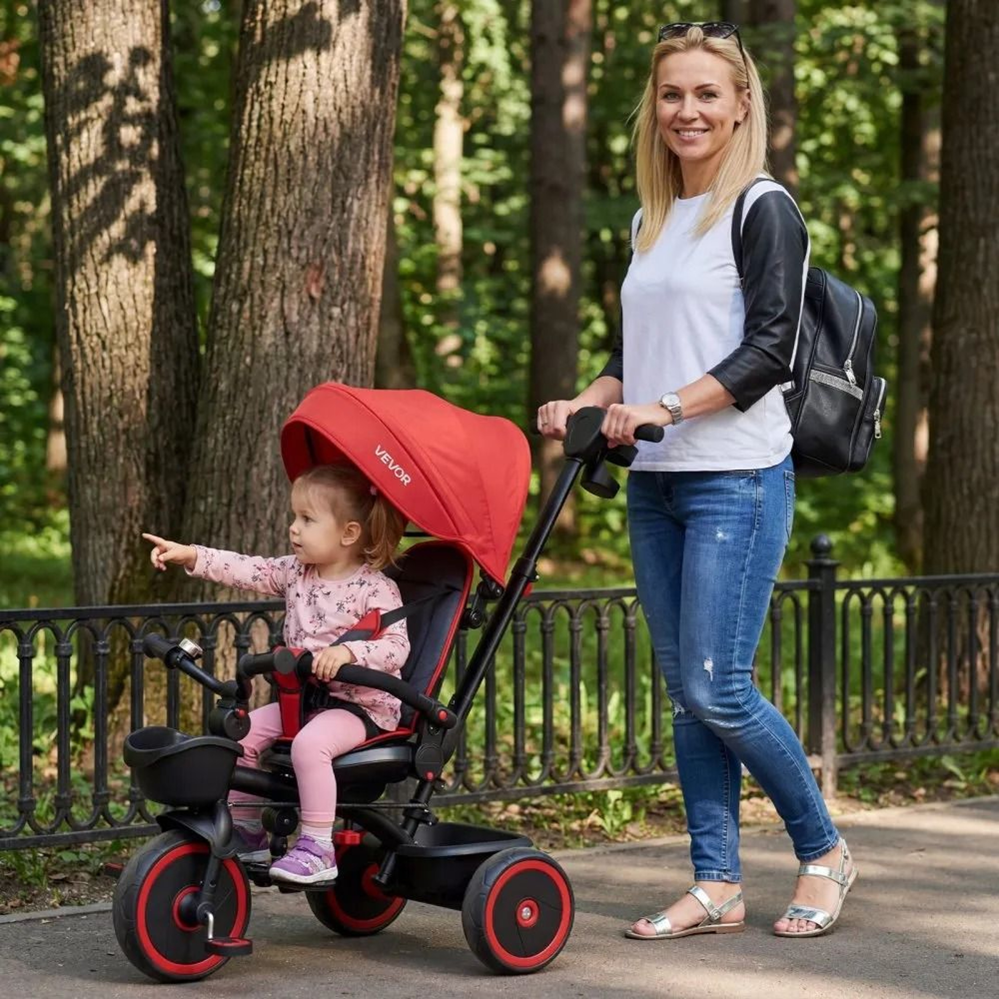6 In 1 Toddler Tricycle Stroller With Push Handle Adjustable Seat And Canopy 5