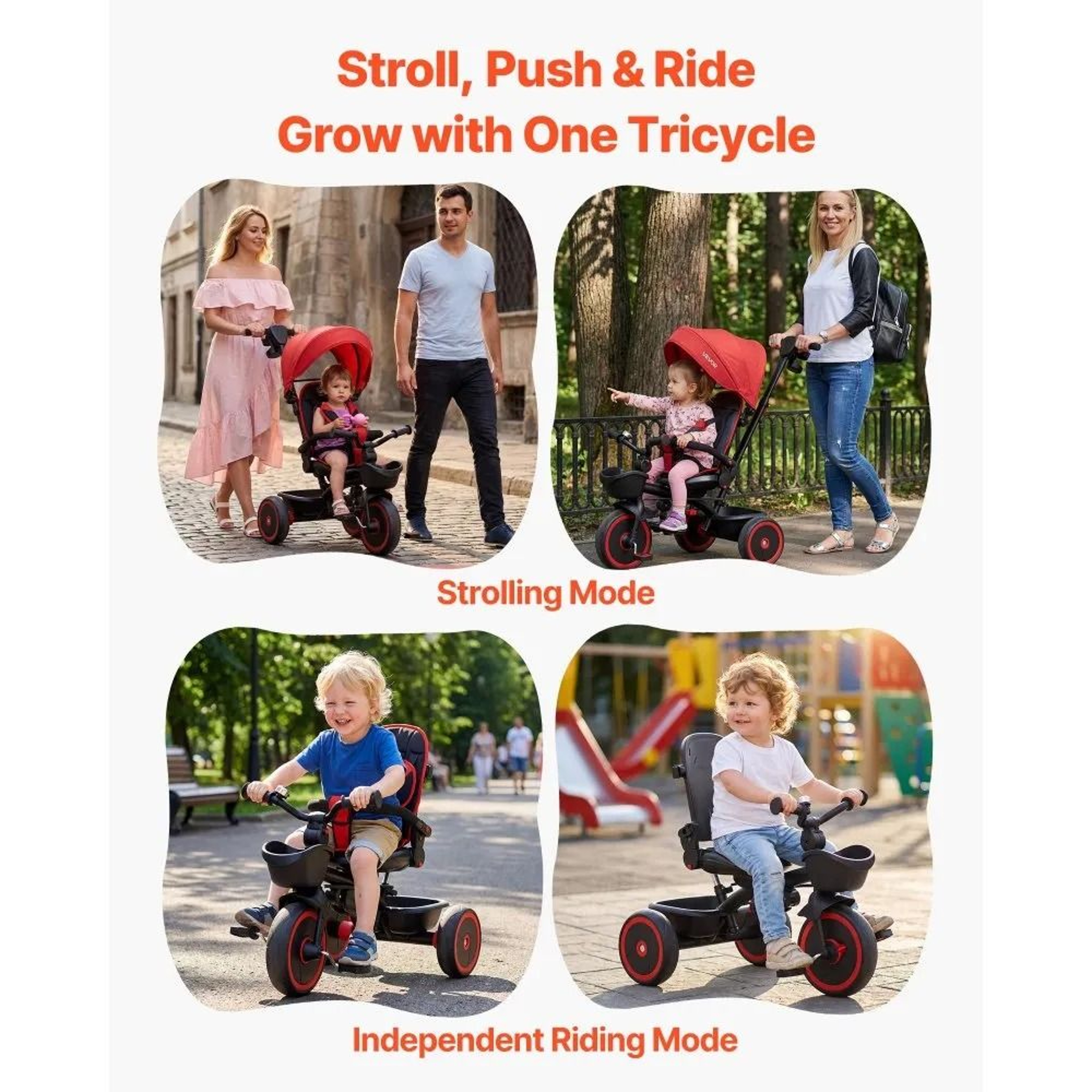 6 In 1 Toddler Tricycle Stroller With Push Handle Adjustable Seat And Canopy 4