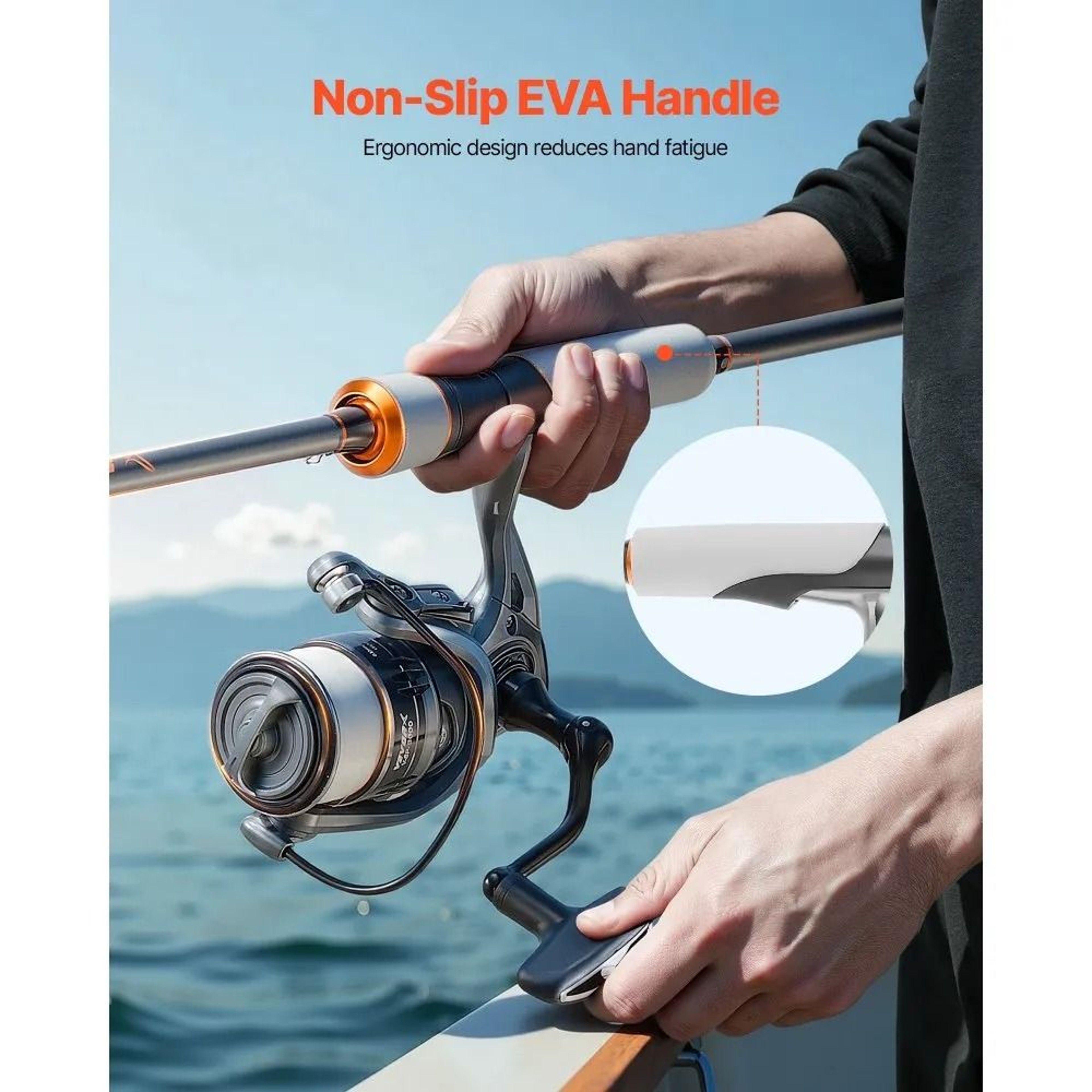 IM6 Carbon Fiber Spinning Rod And Reel Combo 65ft Bass Fishing Pole 5