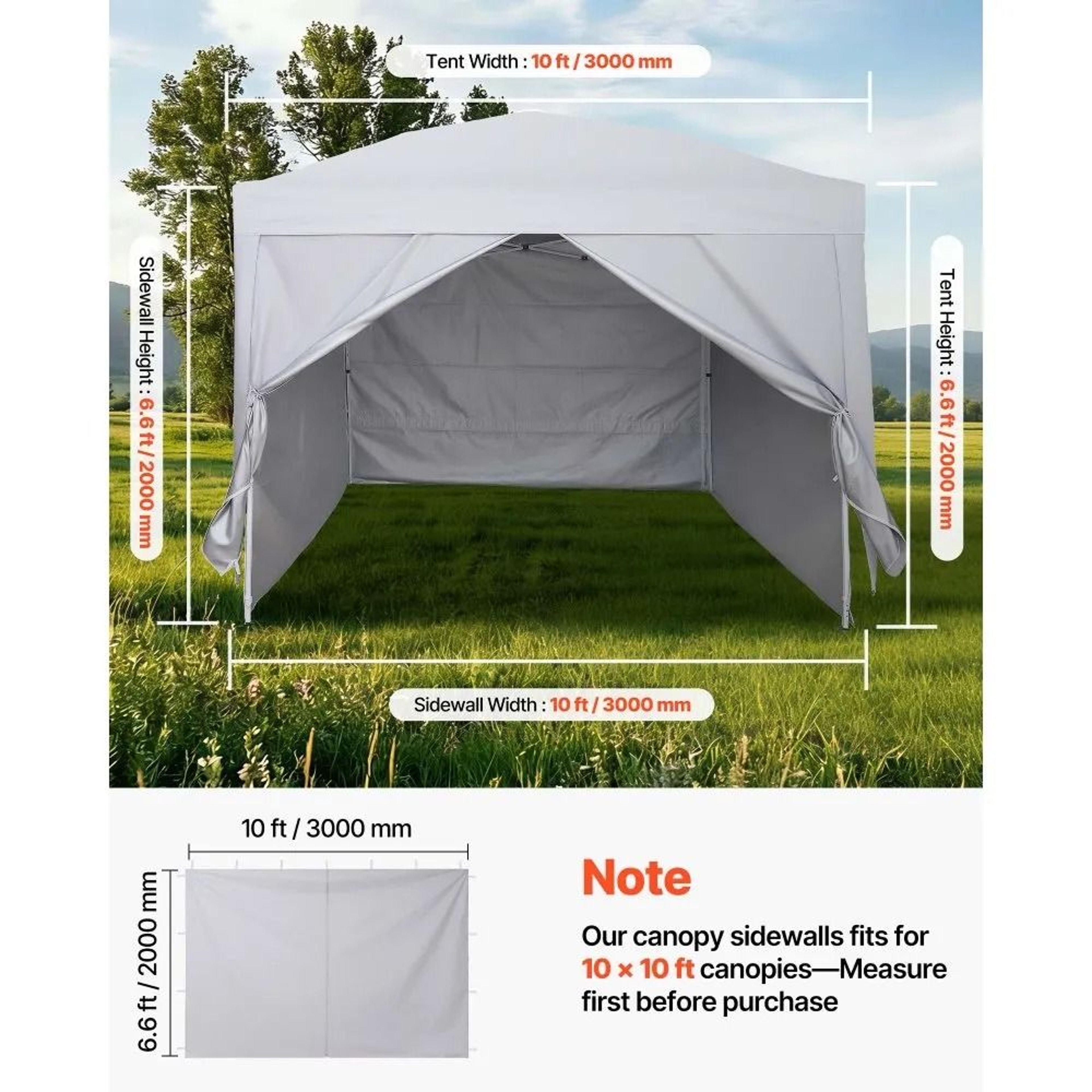 Waterproof Canopy Sidewalls For 10x10 Pop Up Tents 5