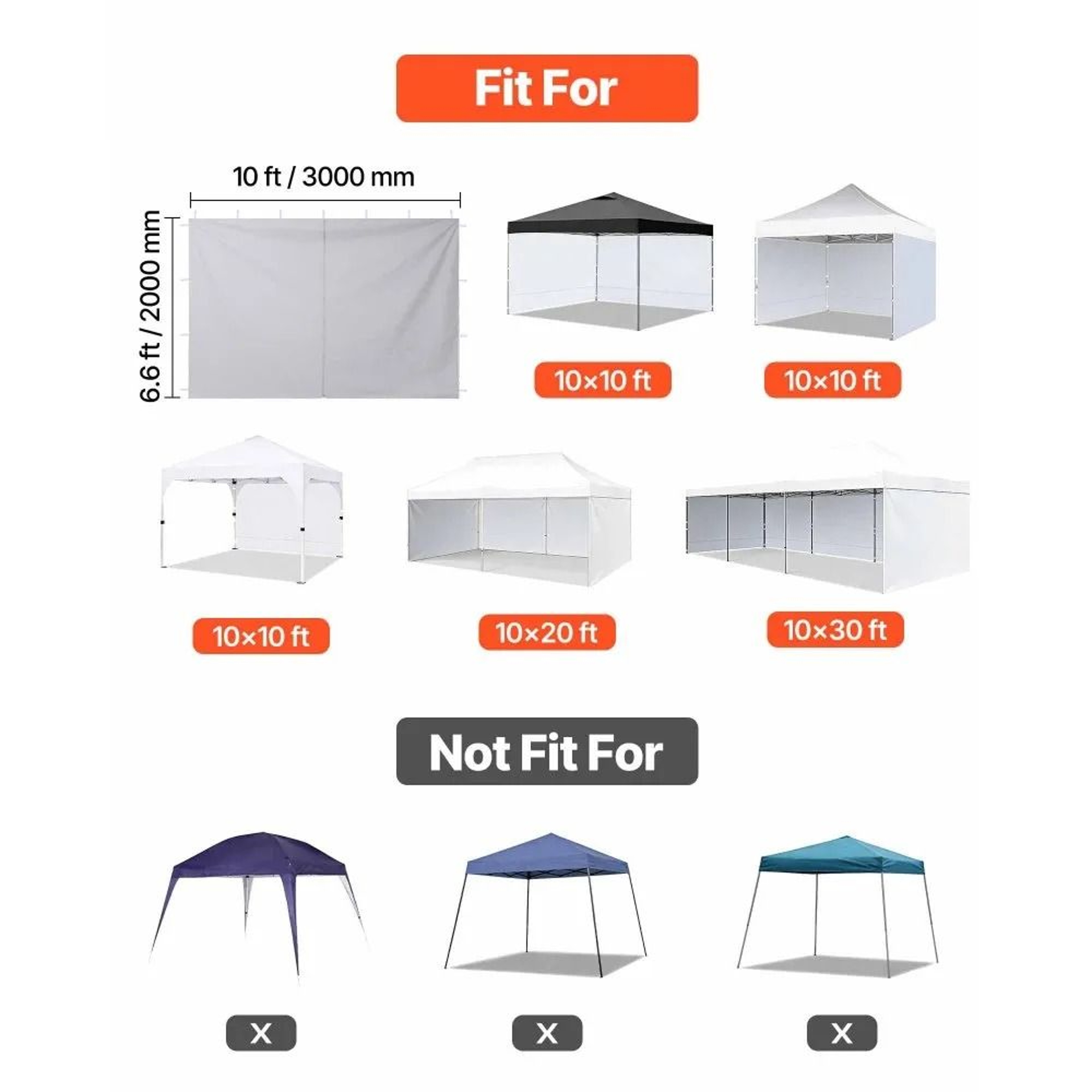 Waterproof Canopy Sidewalls For 10x10 Pop Up Tents 6
