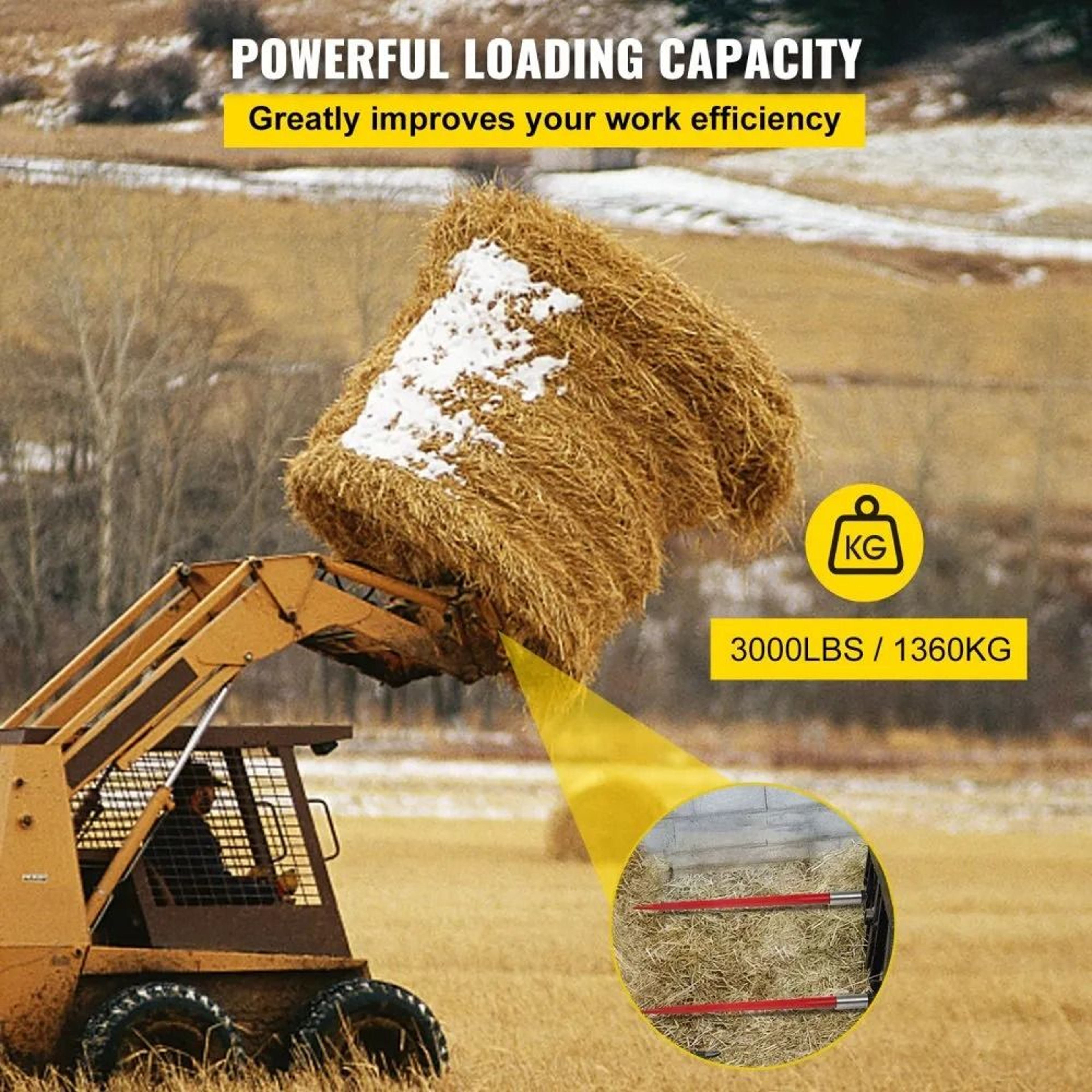 39 Inch Hay Bale Spear 3000lbs Capacity For Tractors And Loaders 4