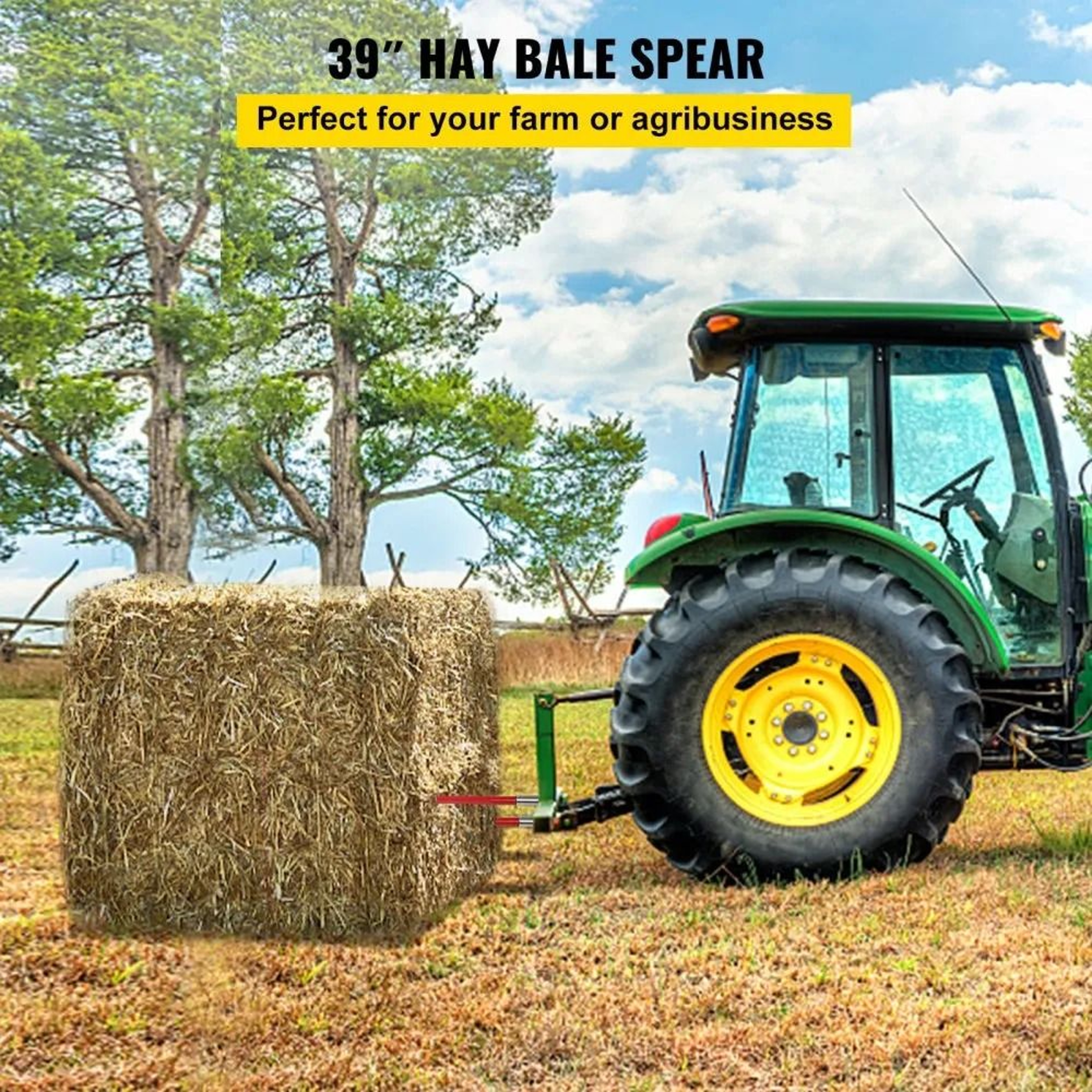 39 Inch Hay Bale Spear 3000lbs Capacity For Tractors And Loaders 1