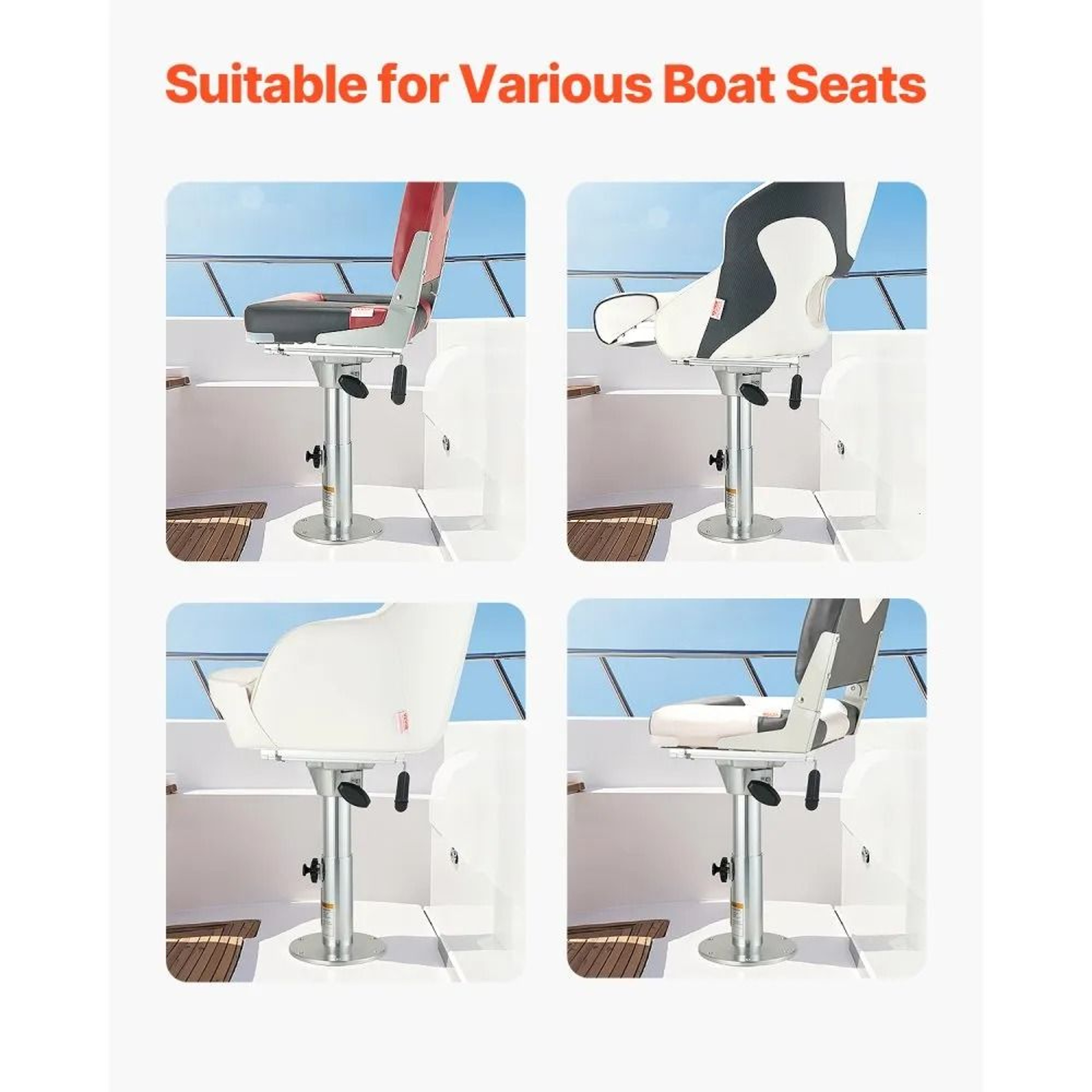 Adjustable Boat Seat Pedestal Sliding Aluminum Boat Chair Base 6