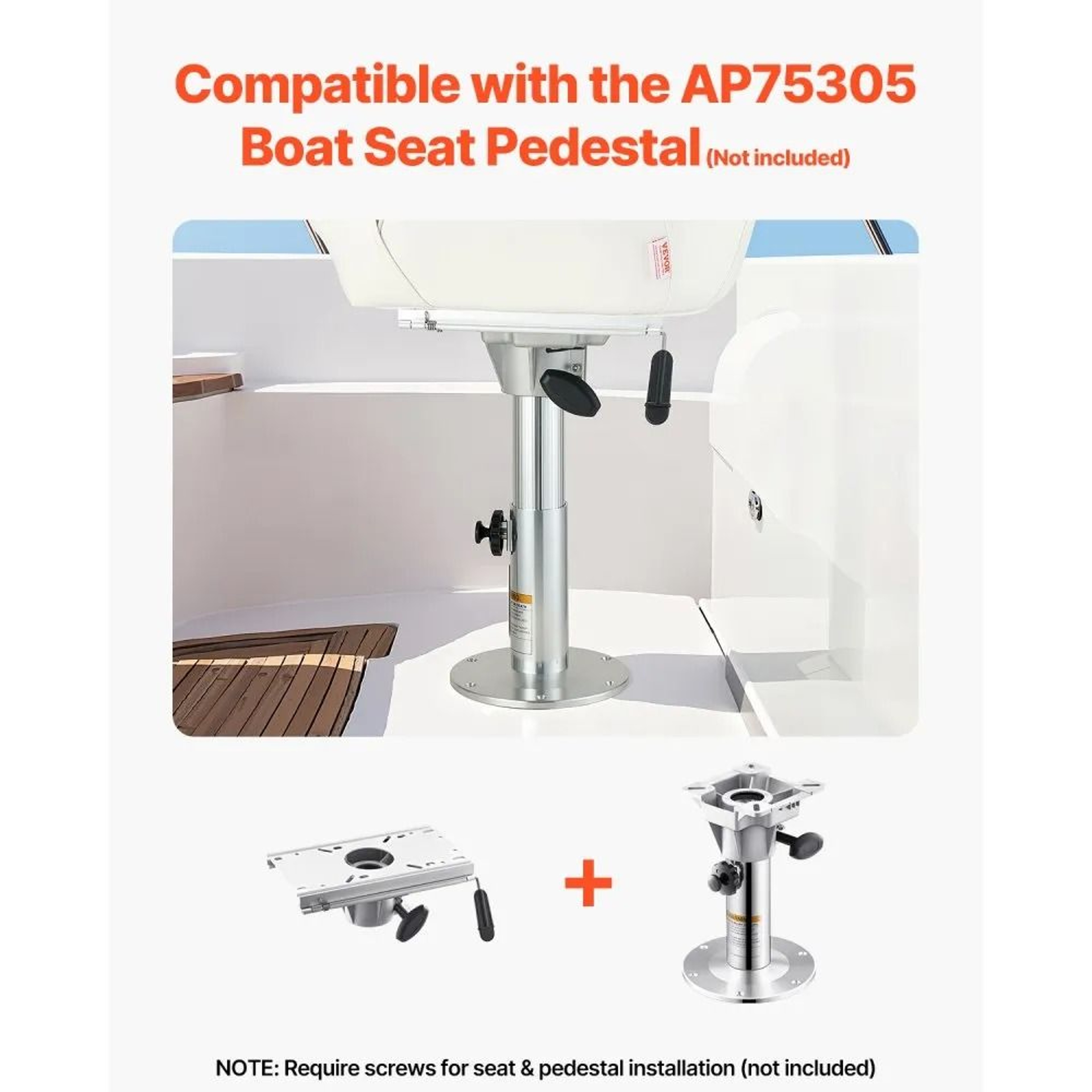 Adjustable Boat Seat Pedestal Sliding Aluminum Boat Chair Base 3