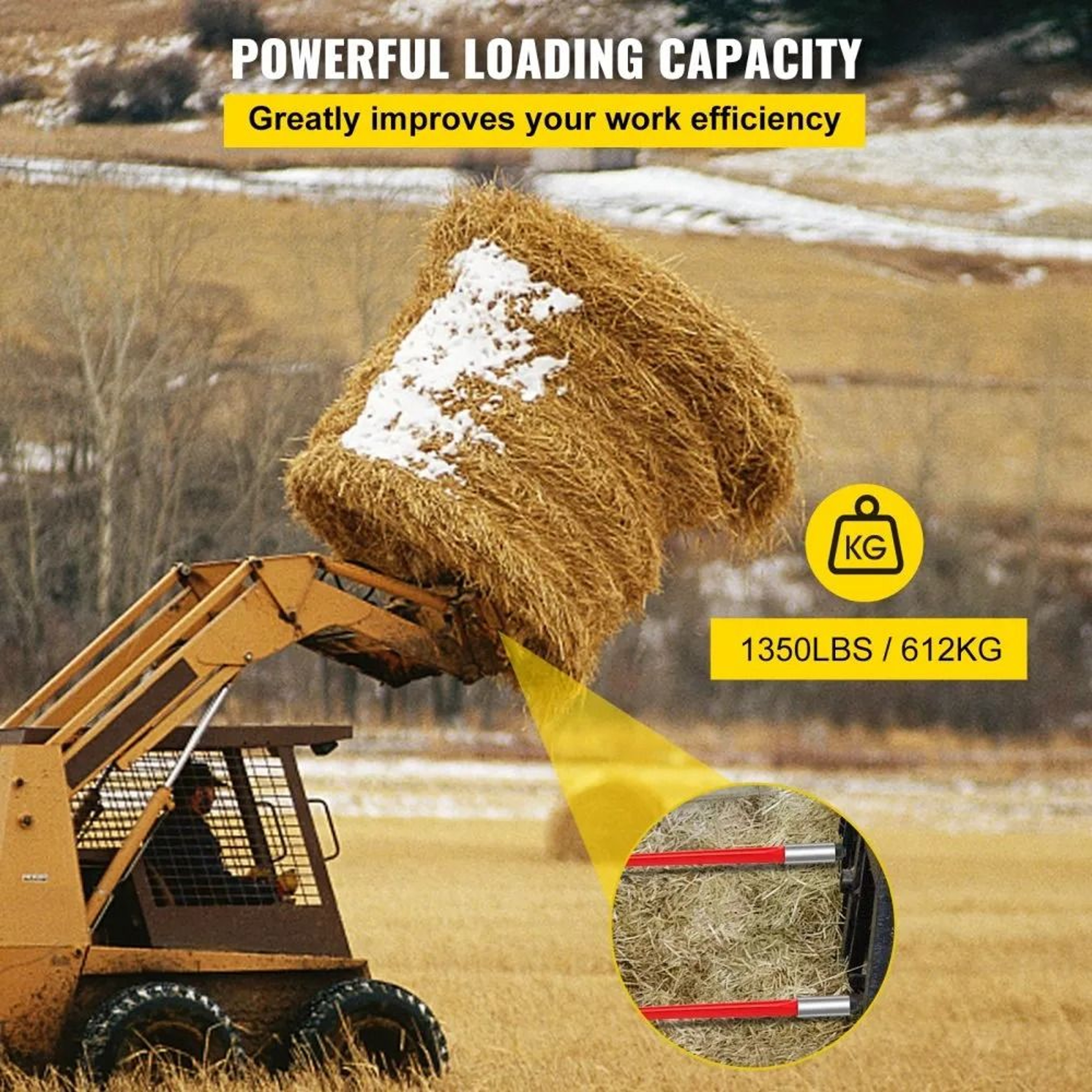32 Inch Hay Bale Spear 1350 Lbs Capacity Quick Attach Bale Spike For Tractors And Loaders 4