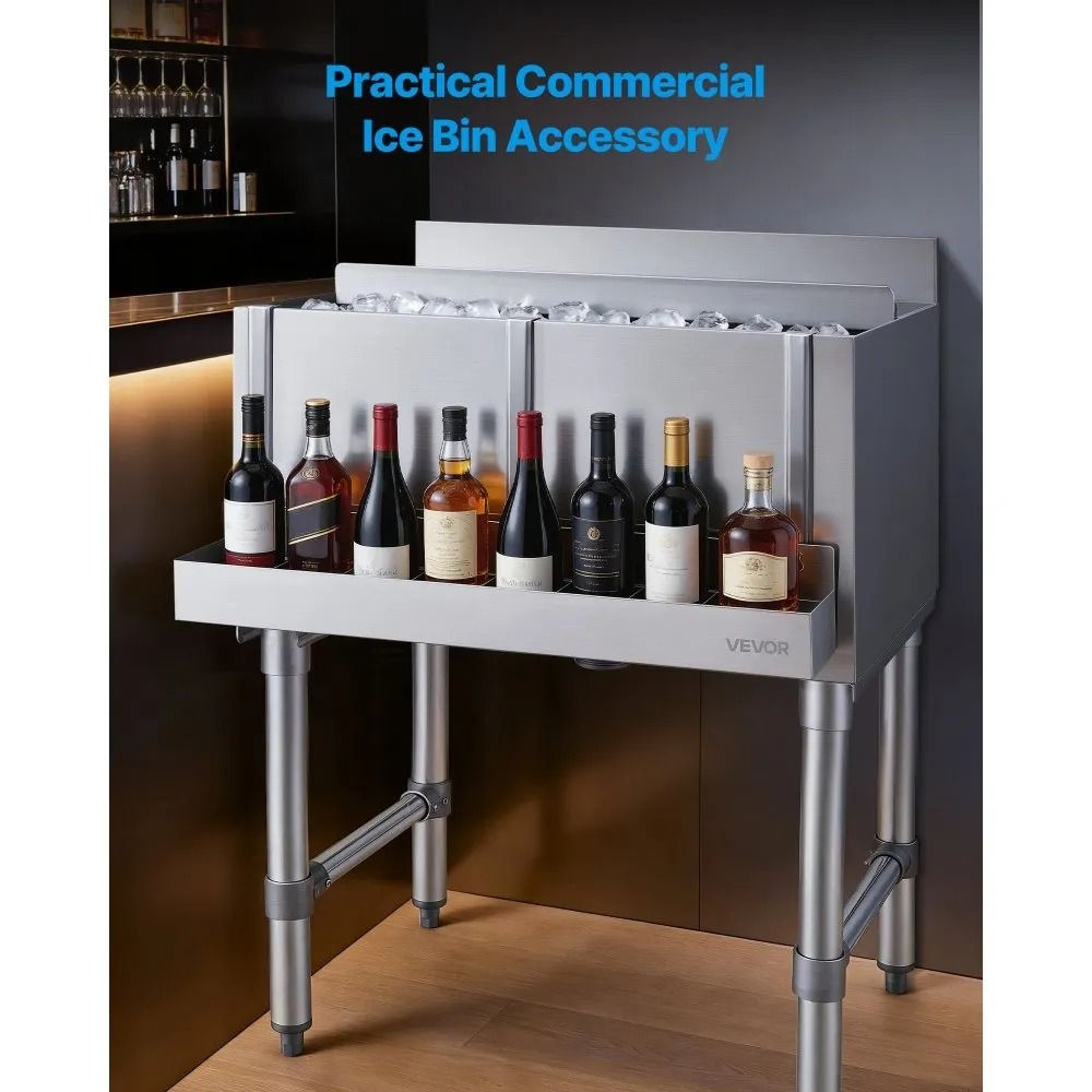 24 Inch Stainless Steel Bar Speed Rail Bottle Holder For Liquor Storage 3