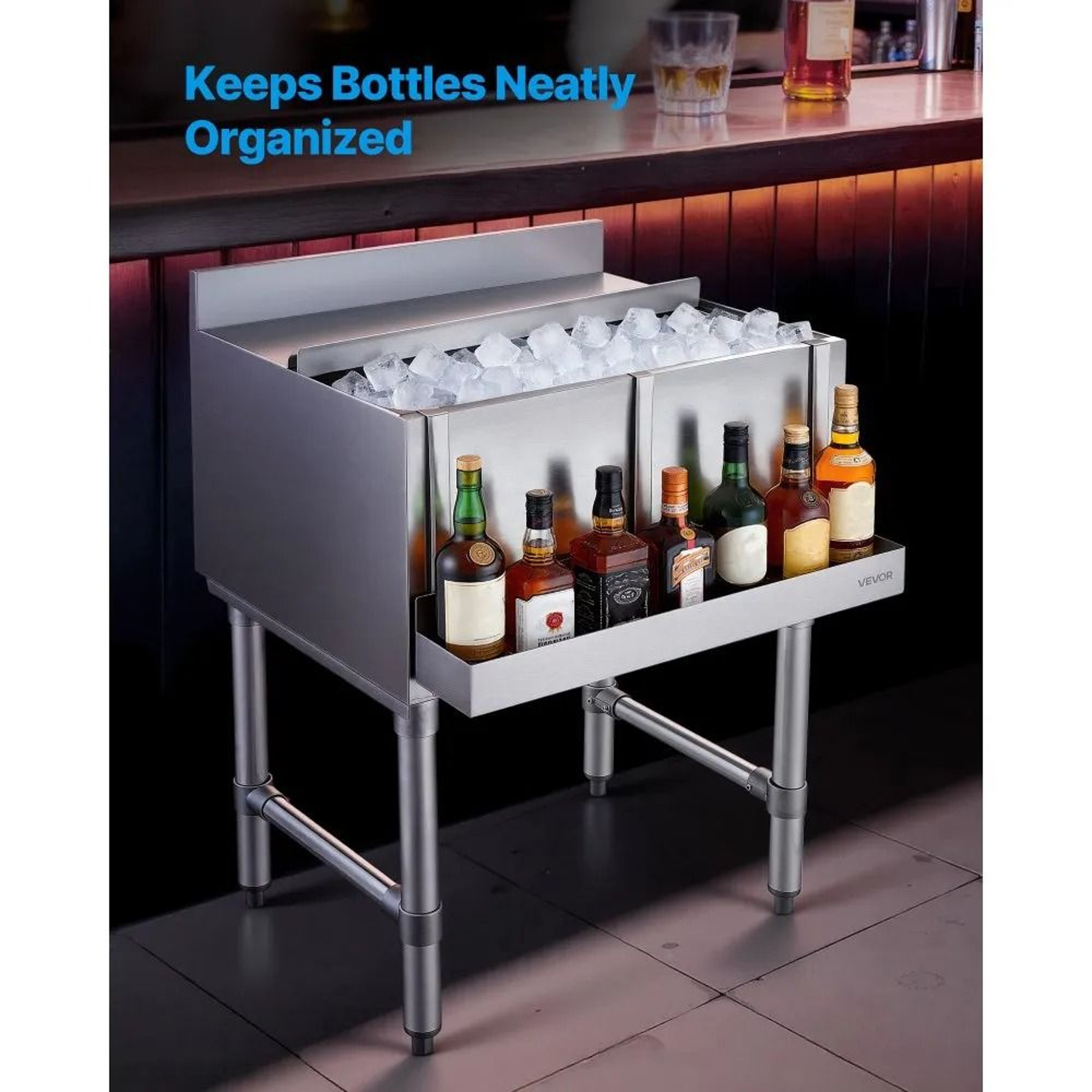 24 Inch Stainless Steel Bar Speed Rail Bottle Holder For Liquor Storage 1