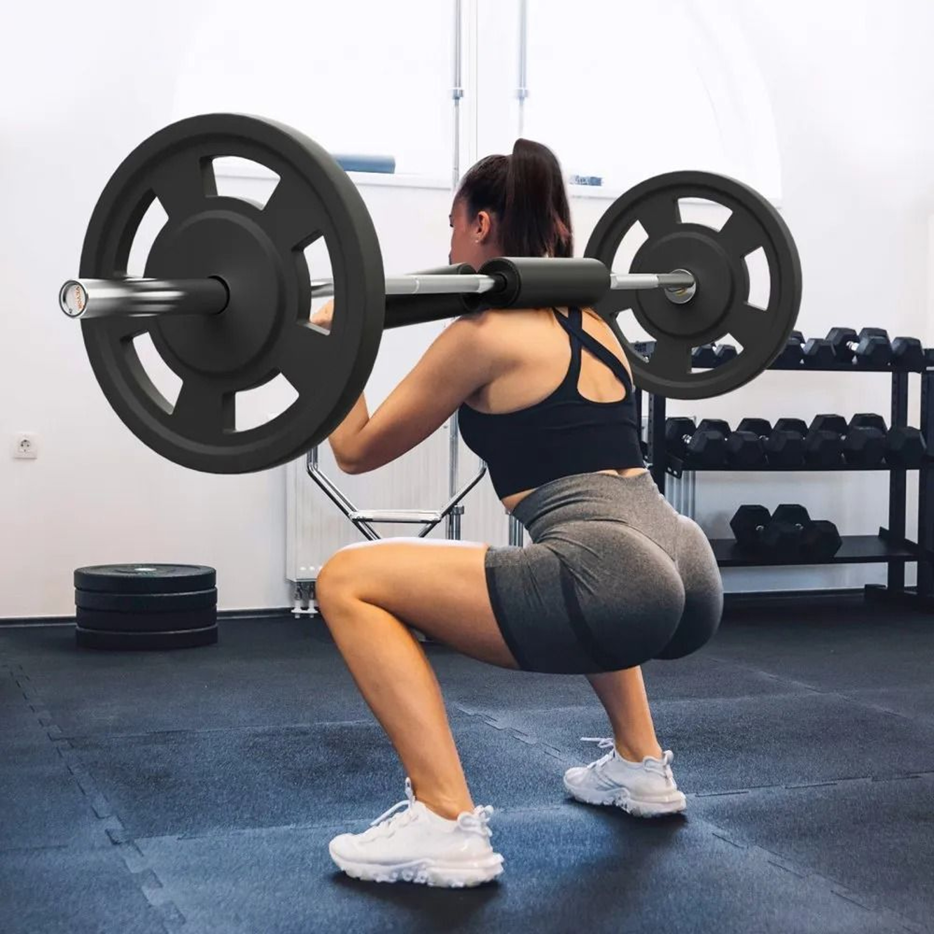 Safety Squat Bar 700 LBS Weight Training Bar With Shoulder Pads For Home Gym 3