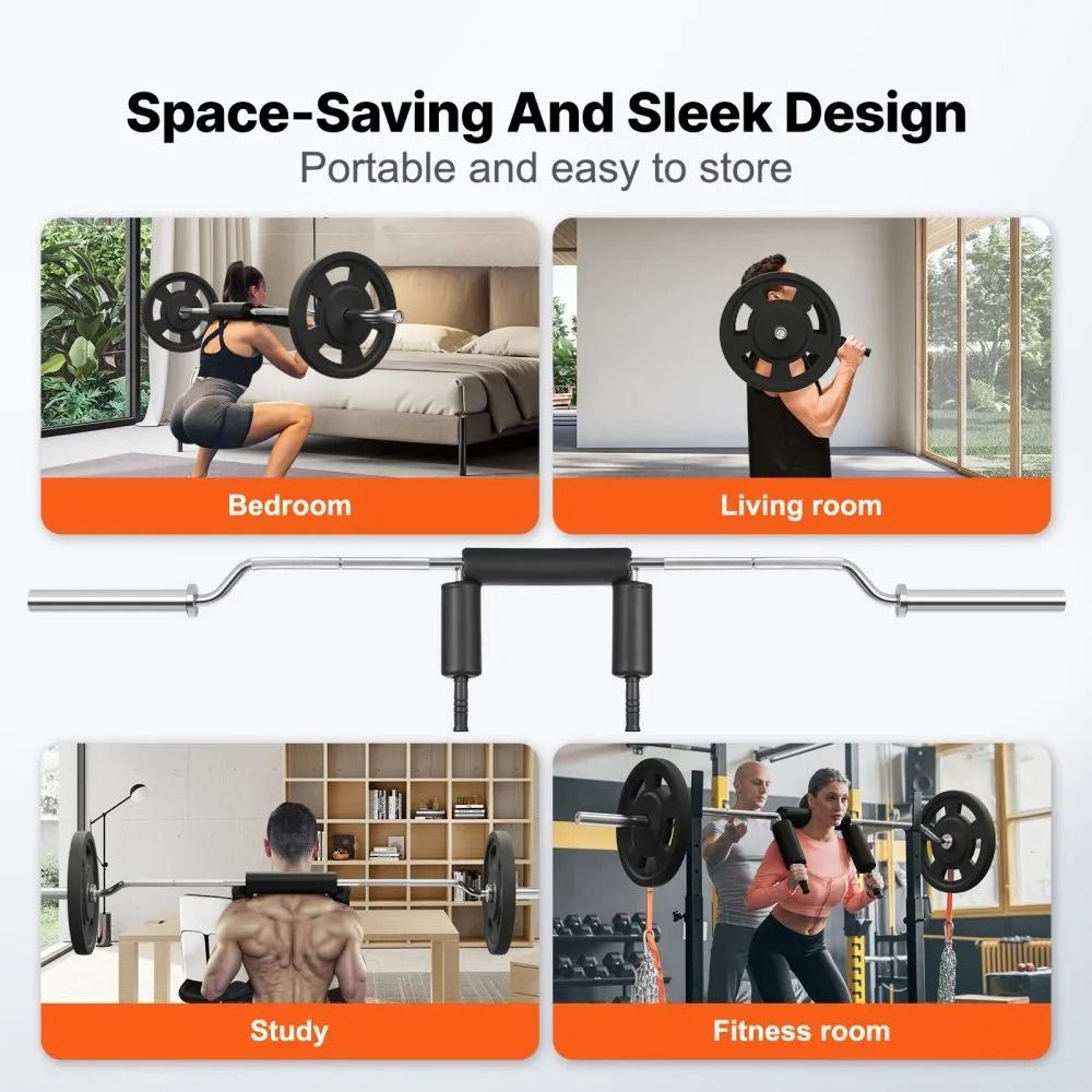 Safety Squat Bar 700 LBS Weight Training Bar With Shoulder Pads For Home Gym 6