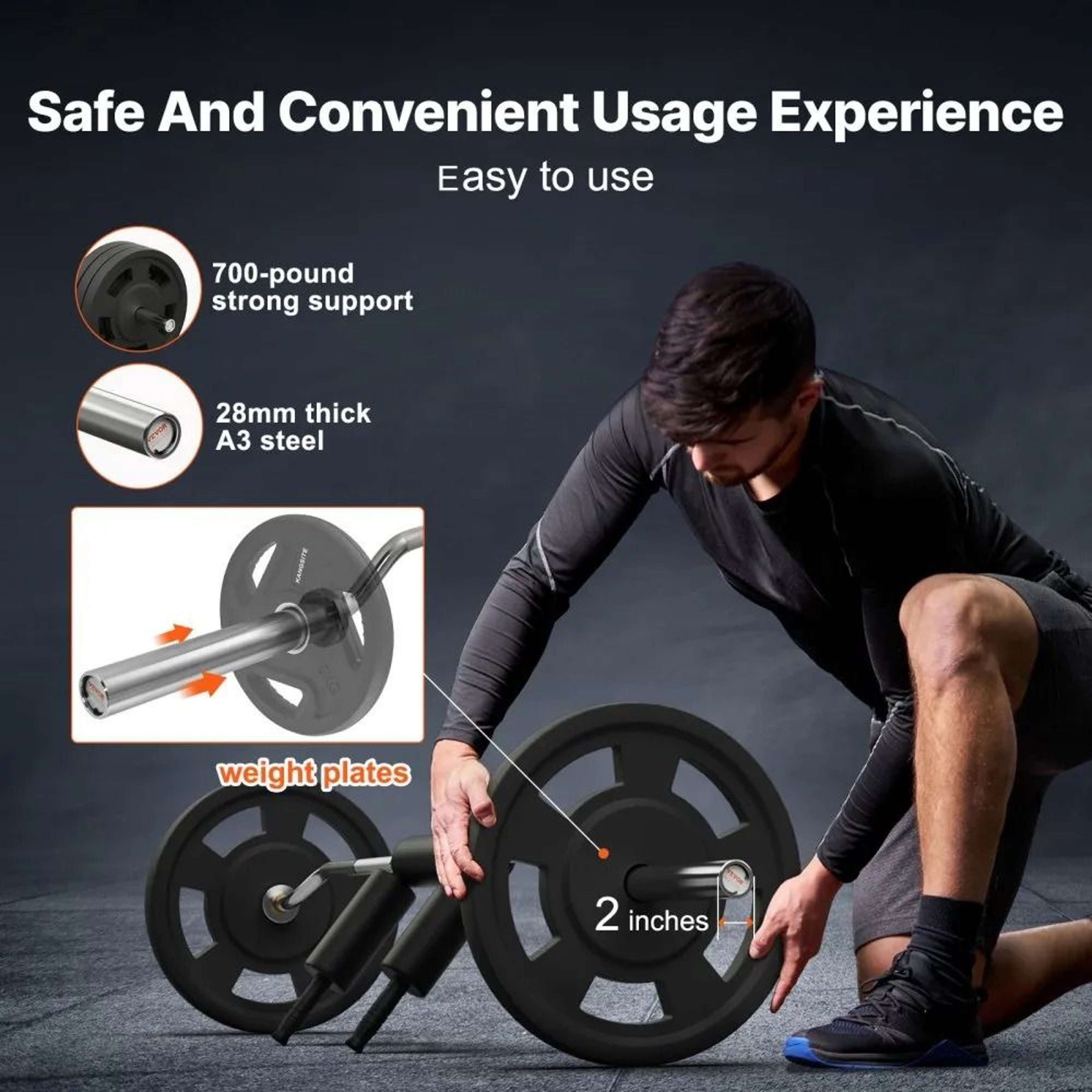 Safety Squat Bar 700 LBS Weight Training Bar With Shoulder Pads For Home Gym 4