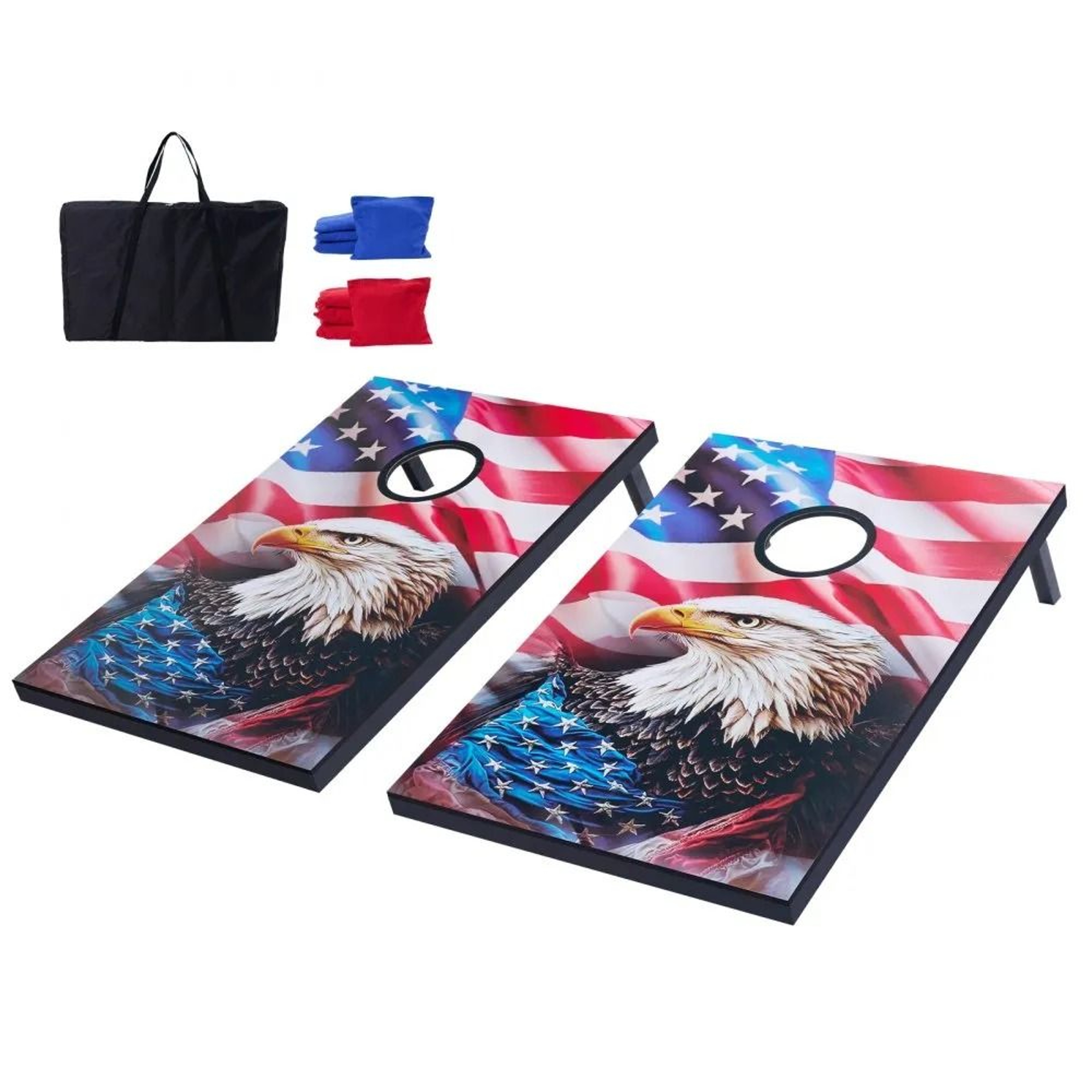 Portable Cornhole Set 3x2 Ft Outdoor Toss Game Boards With Bean Bags And Carry Case 0