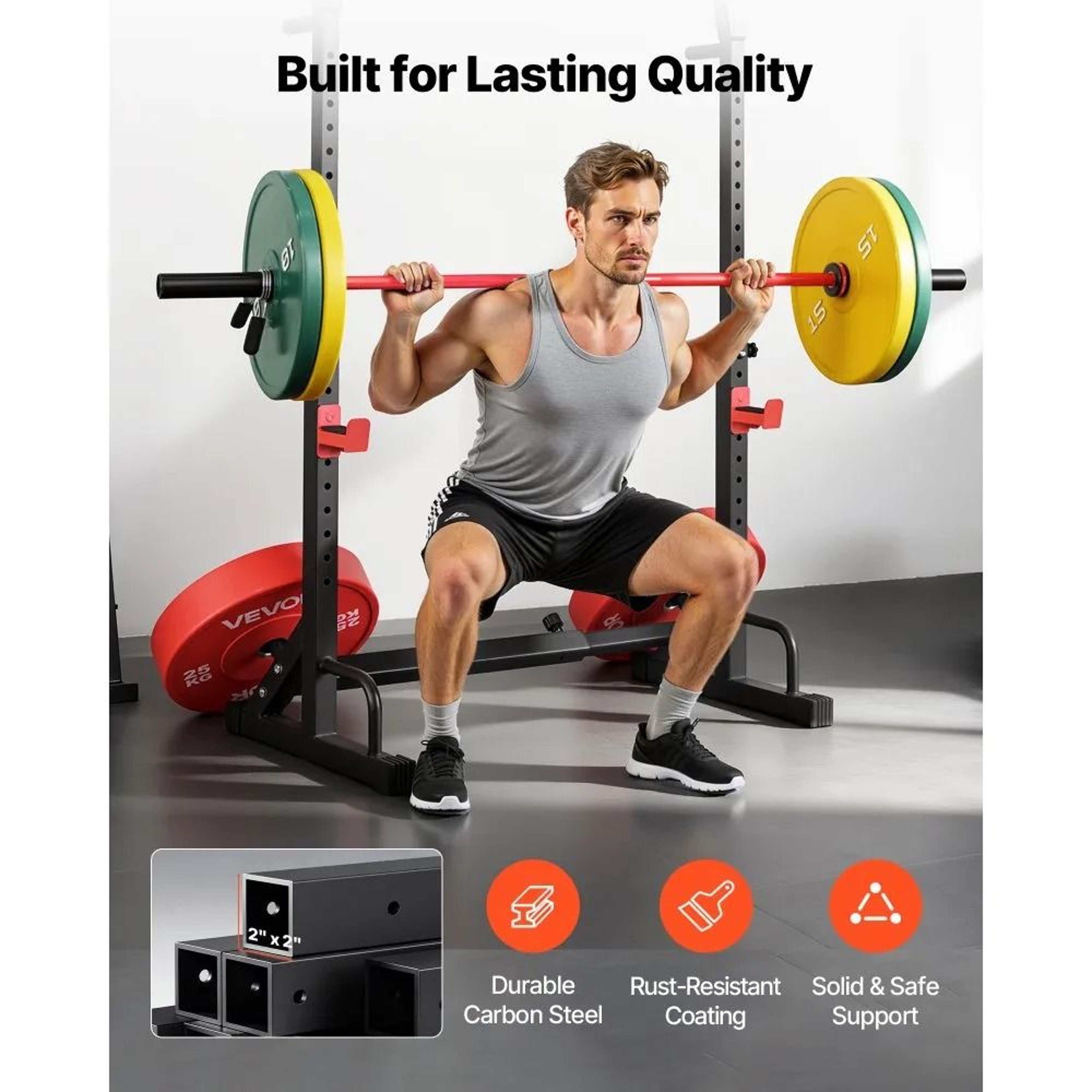 Adjustable Power Cage Squat Rack Home Gym Strength Training Equipment 4