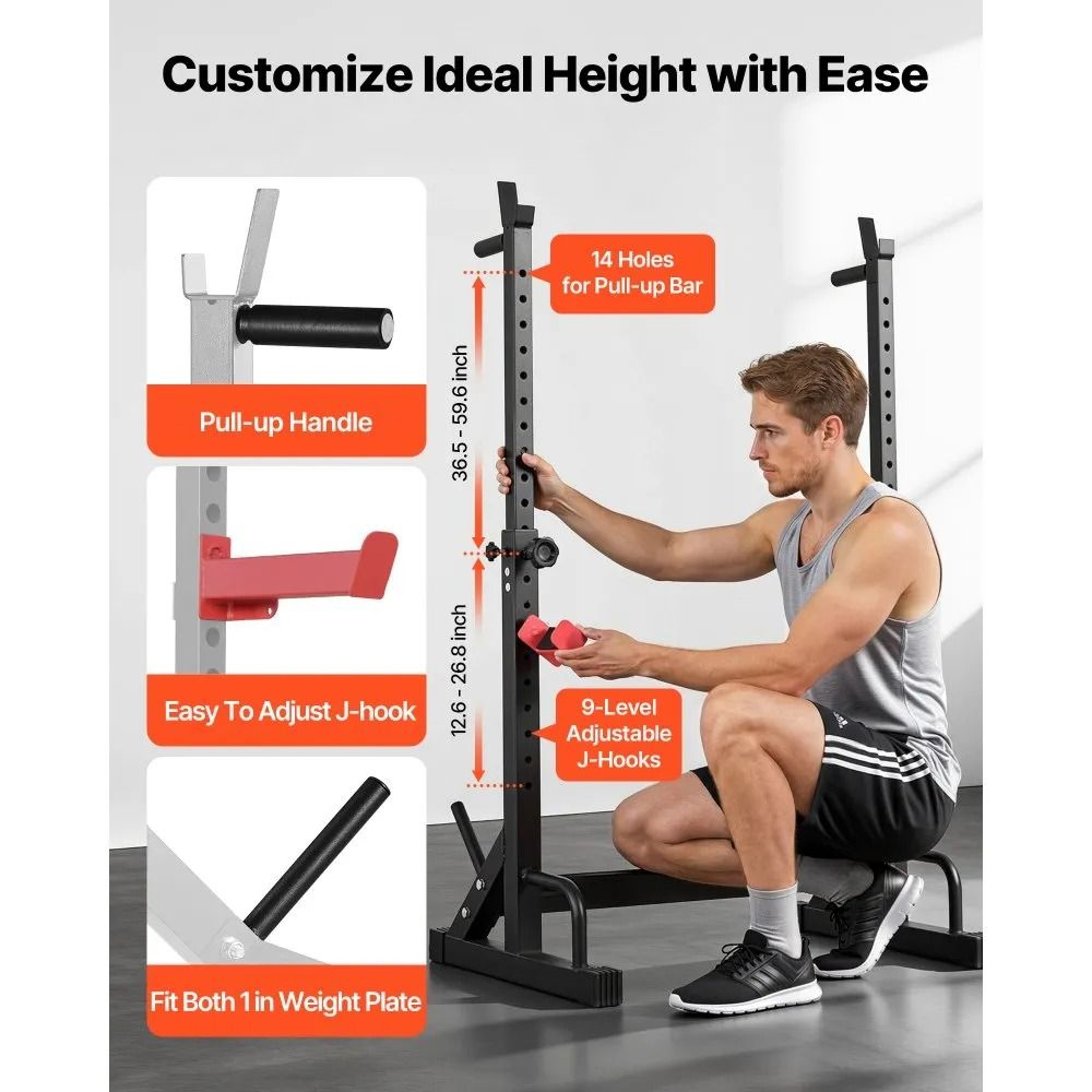 Adjustable Power Cage Squat Rack Home Gym Strength Training Equipment 5