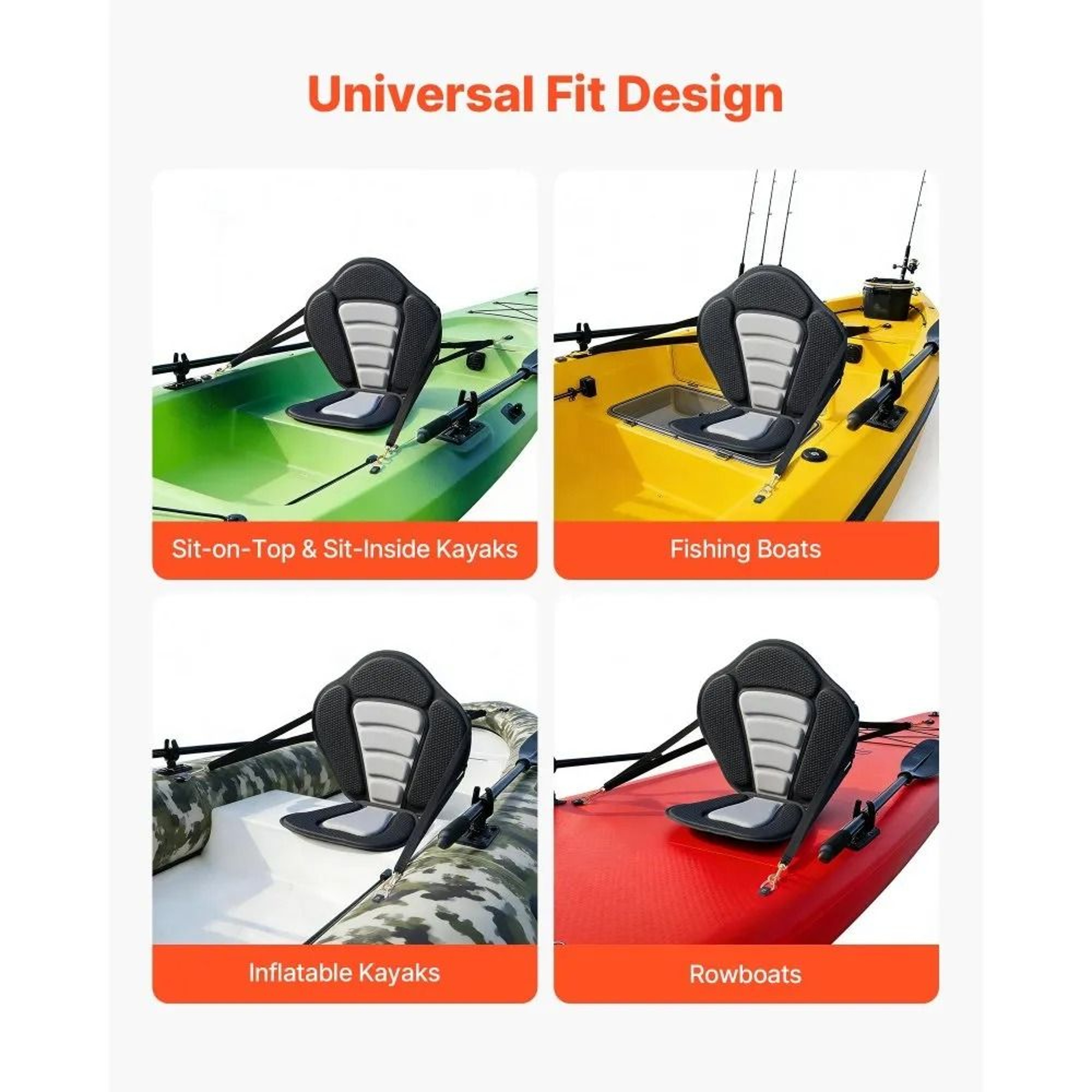 Universal Kayak Seat With Back Support Soft Padded Paddle Board Cushion 6