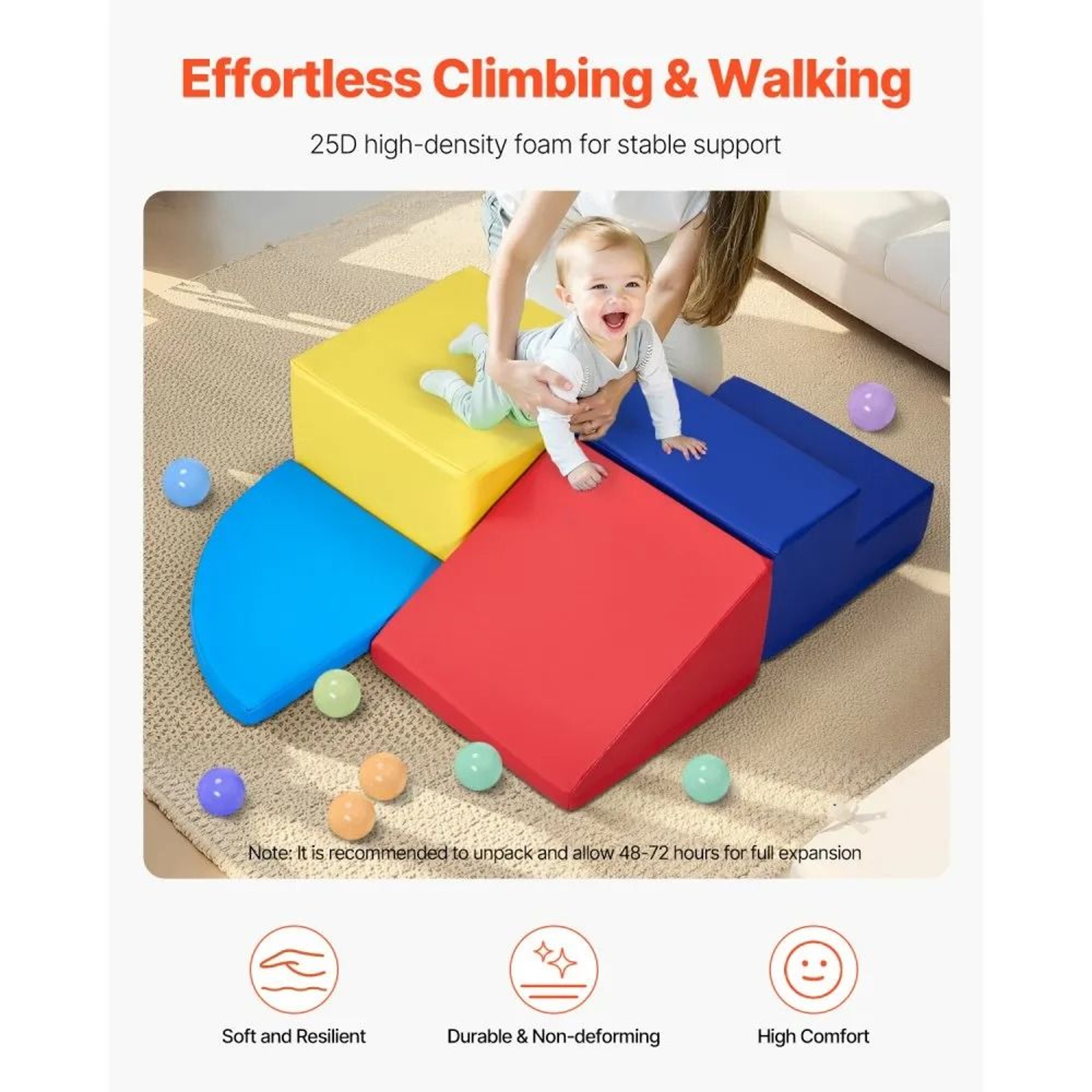 Toddler Foam Climbing Blocks Set 4 Piece Indoor Playset For Early Learning 4