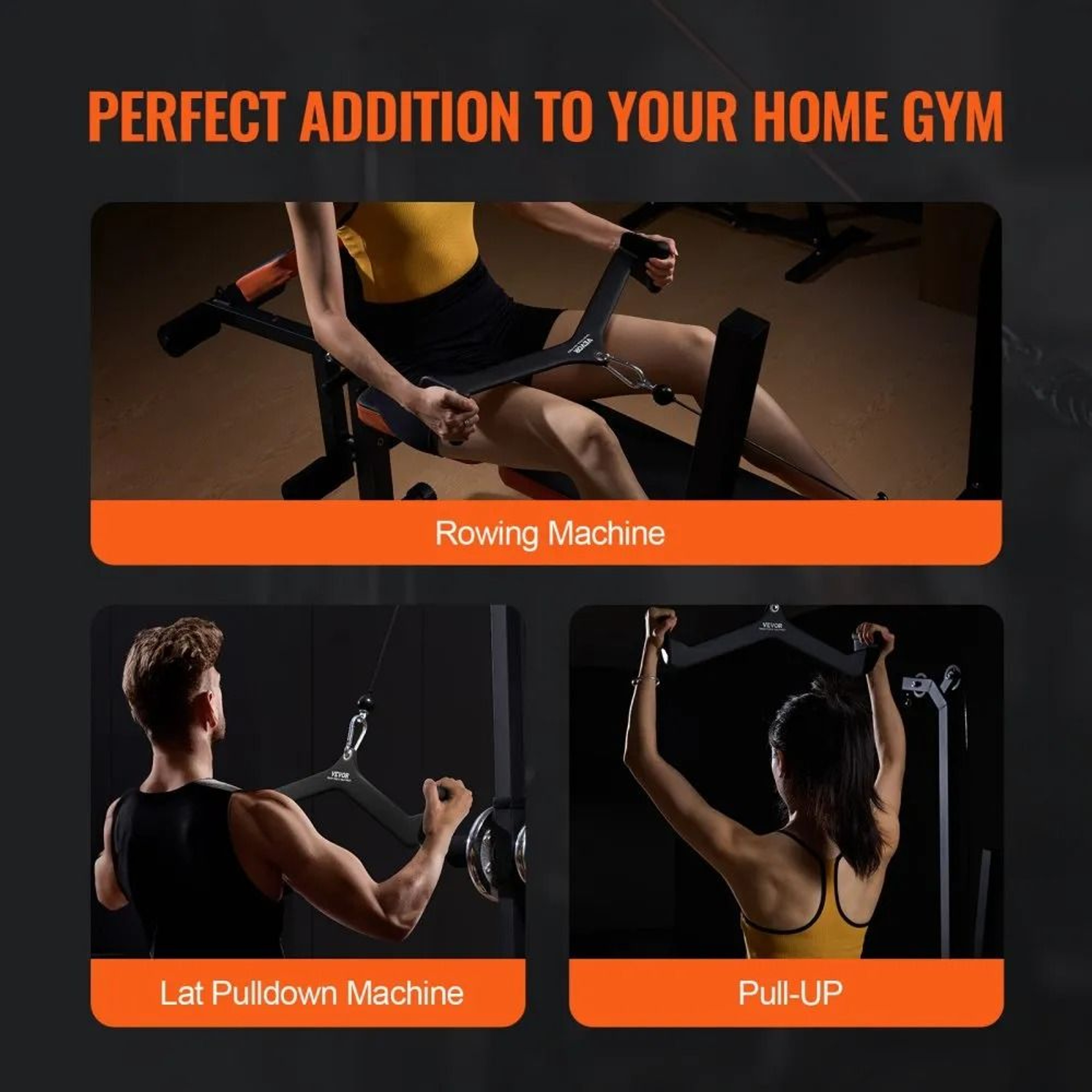 Lat Pulldown Attachment Set Cable Machine Bar Handles For Home Gym Strength Training 3