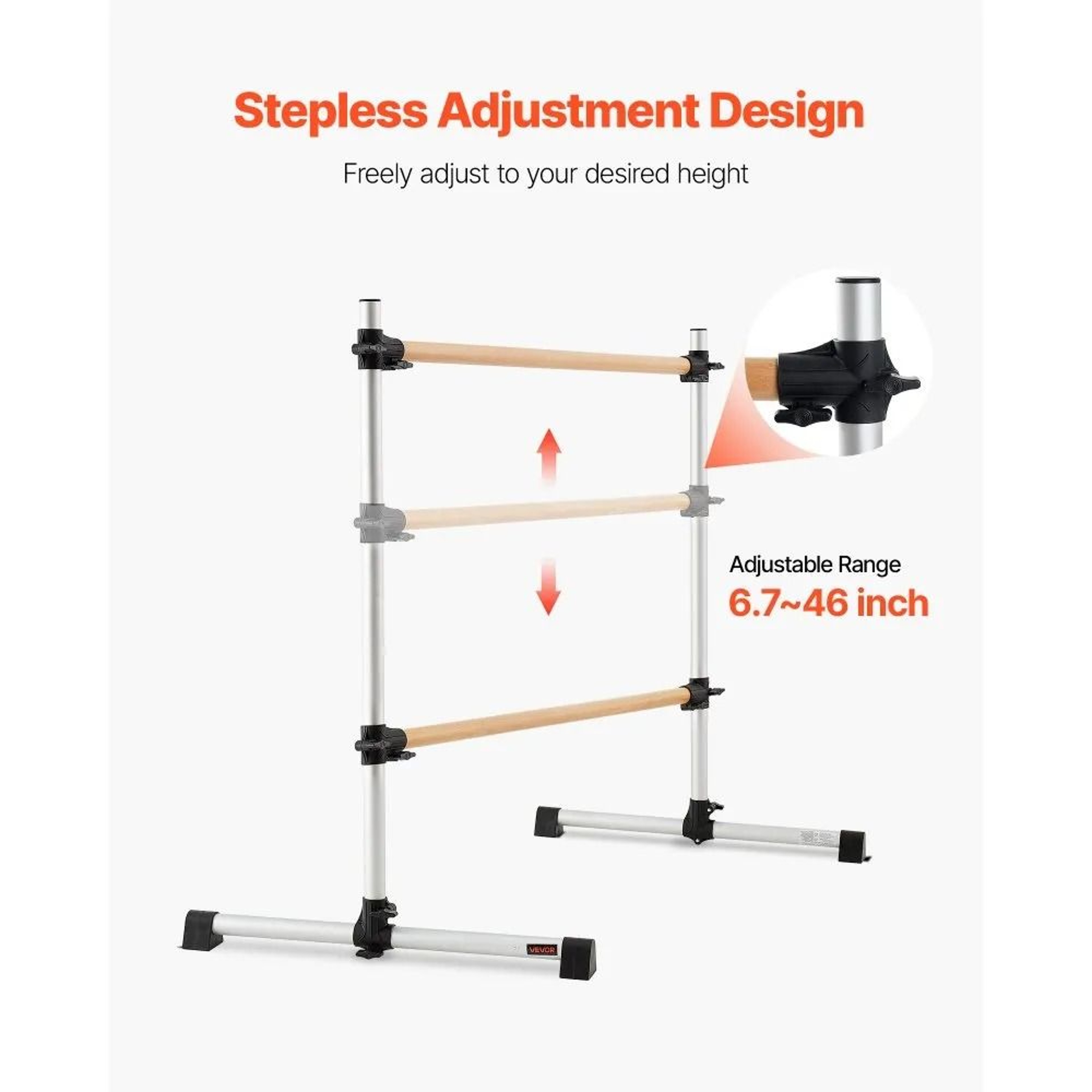 6 Ft Adjustable Ballet Barre Freestanding Dance Bar For Home Fitness 4