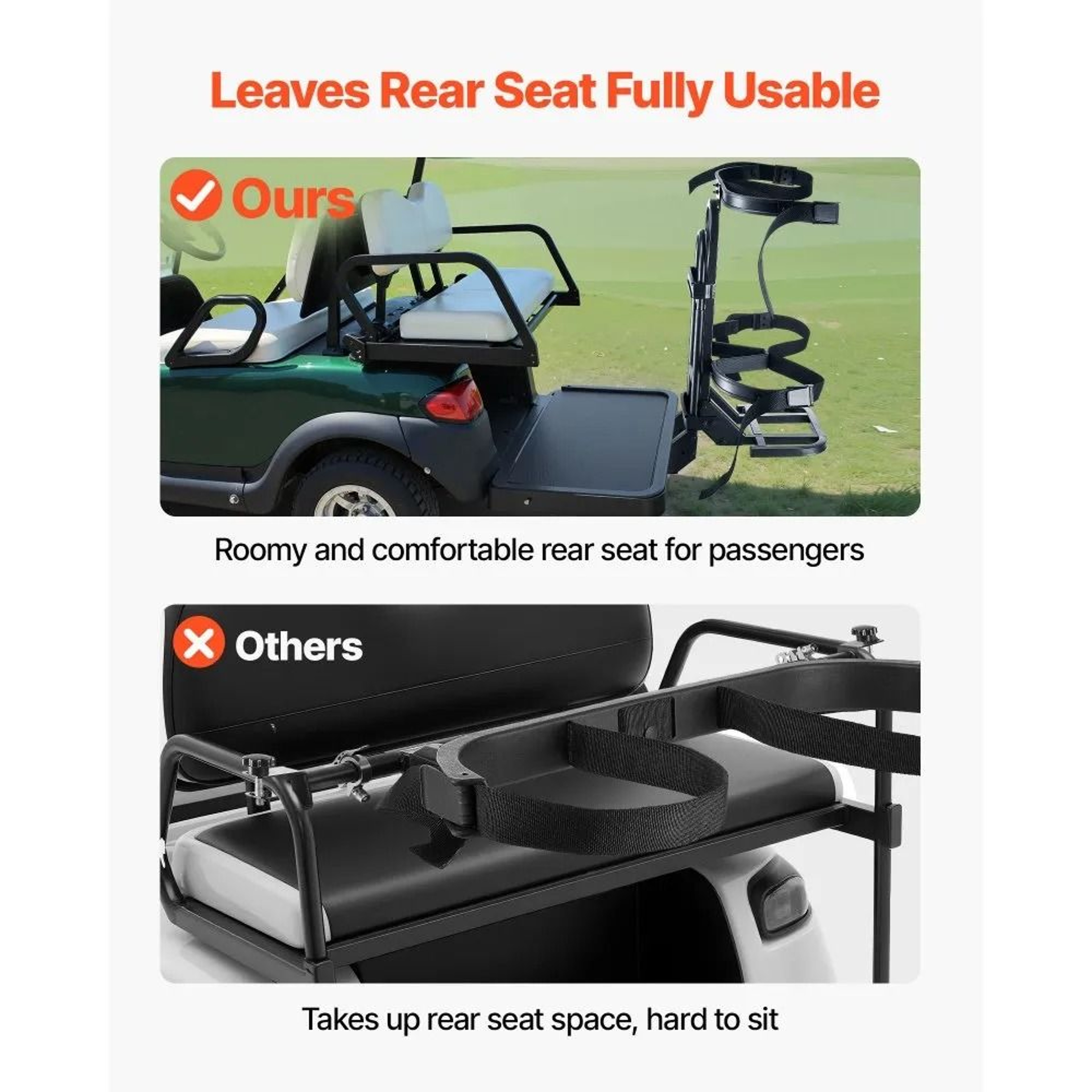 Golf Cart Rear Seat Bag Holder Heavy Duty Steel Storage Bracket 2