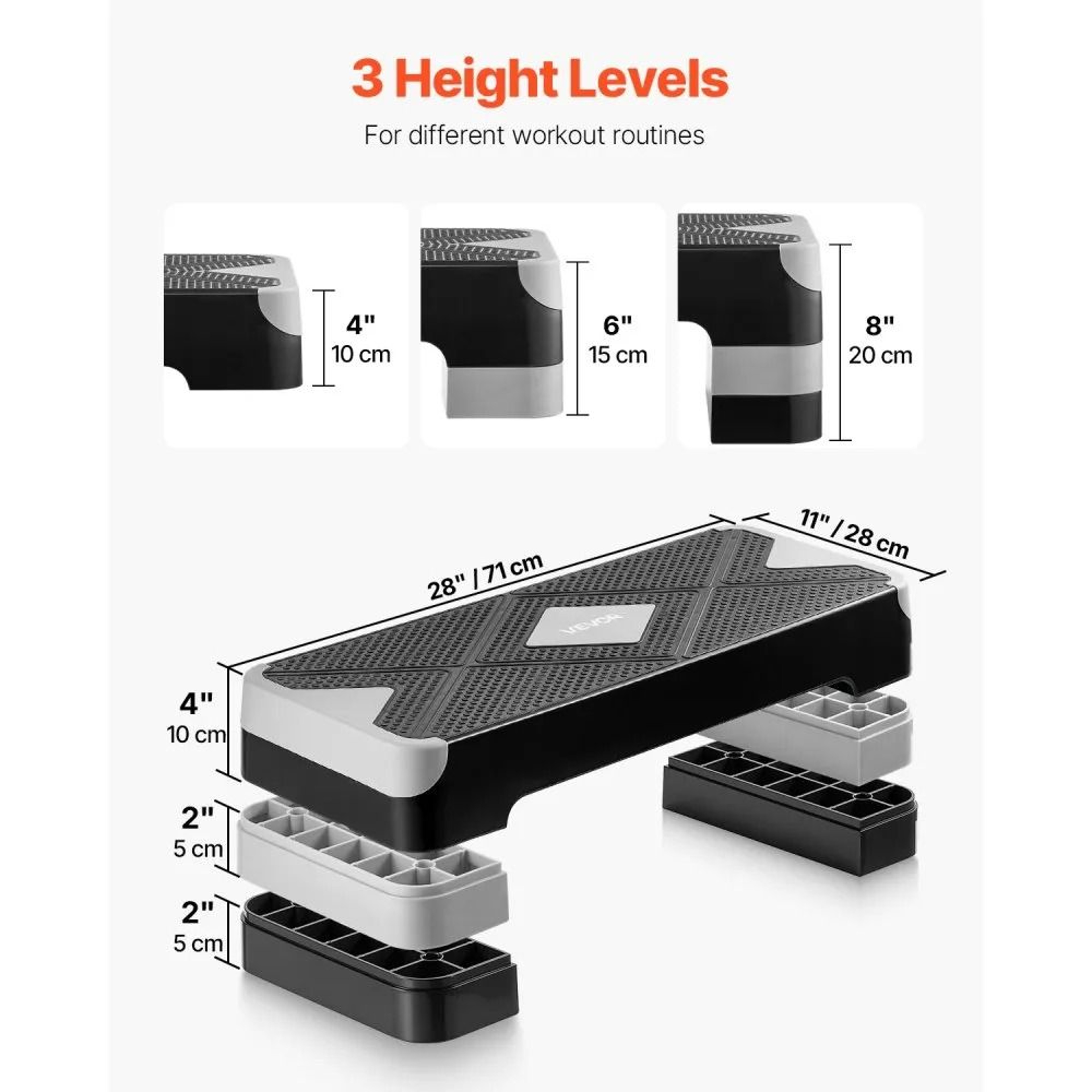 Adjustable Aerobic Step Platform 28 Inch Workout Stepper With Risers 4