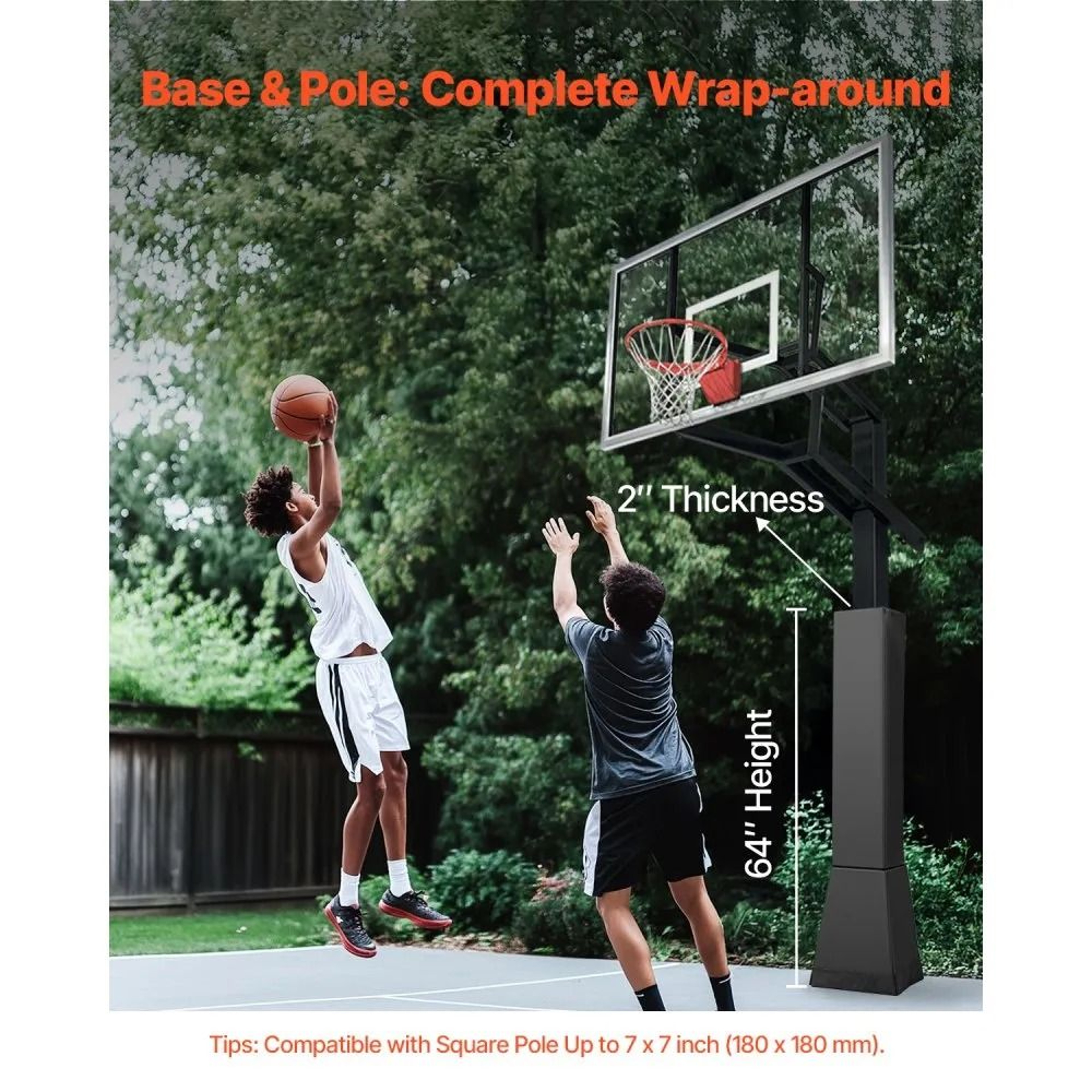 Basketball Pole Pad 64 Inch Heavy Duty Outdoor Safety Padding For Square Poles 1
