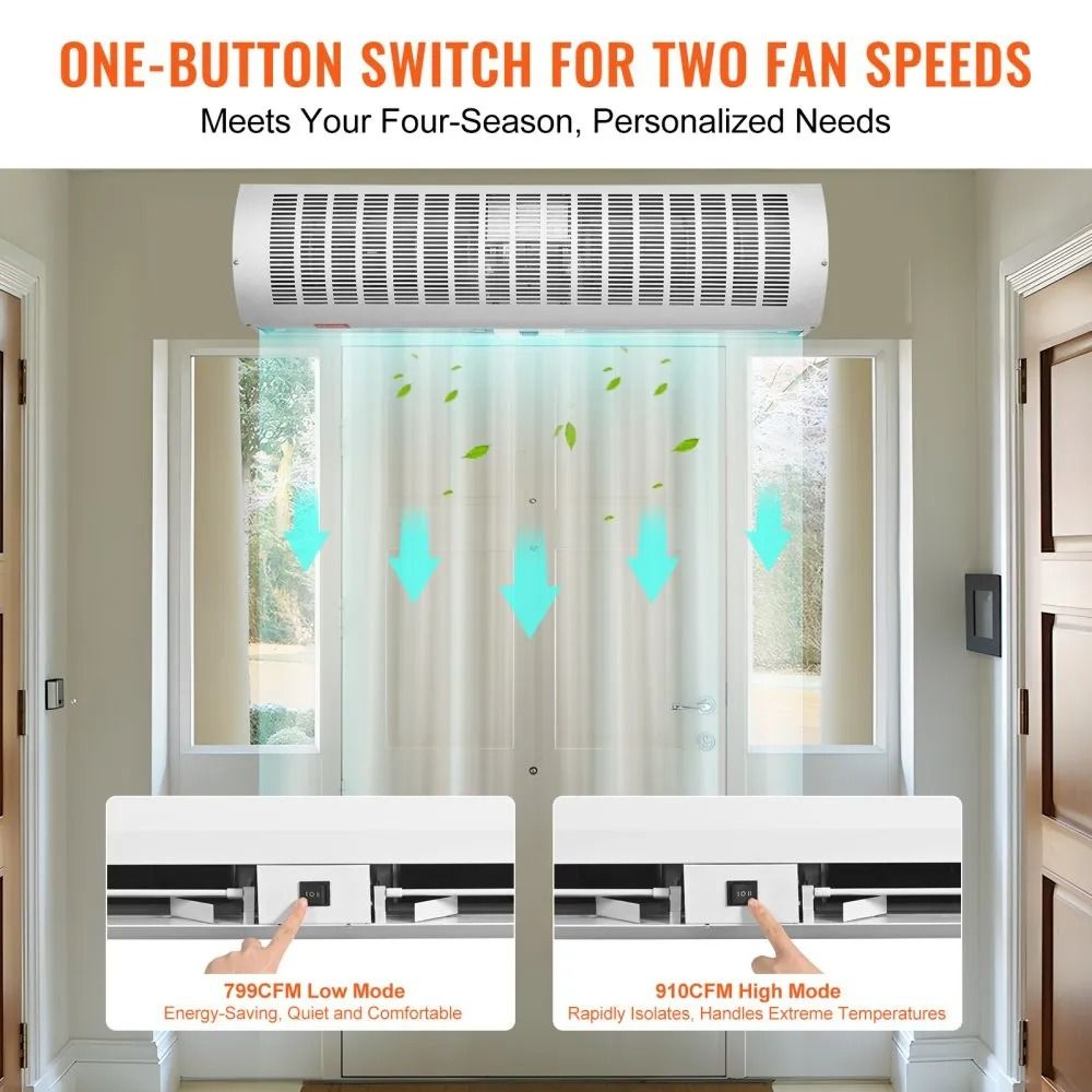 36 Inch Commercial Air Curtain 1200CFM Dual Speed Door Fan 2