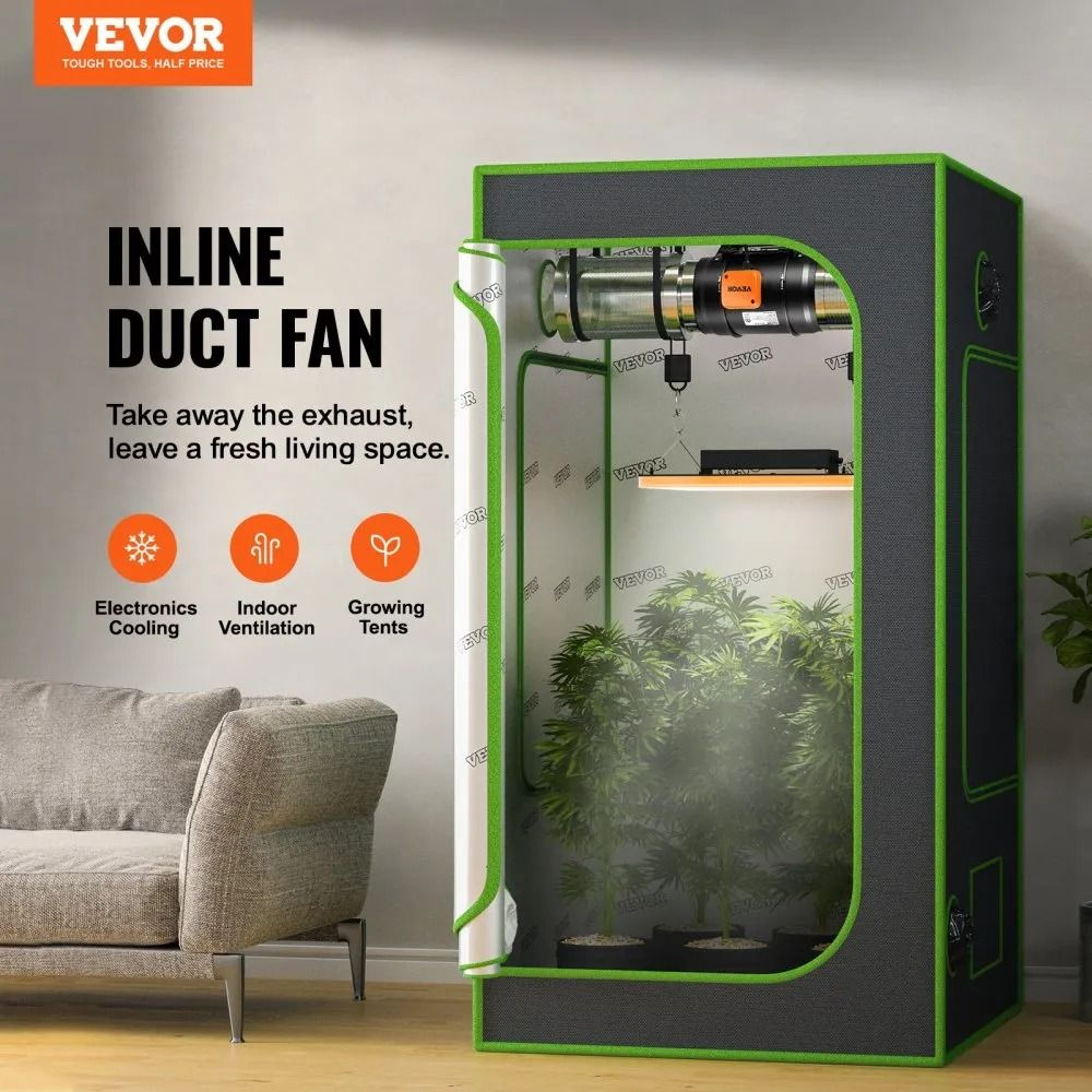 Inline Duct Fan 8 Inch 807 CFM With Temperature Humidity Controller For Grow Tent Ventilation 5
