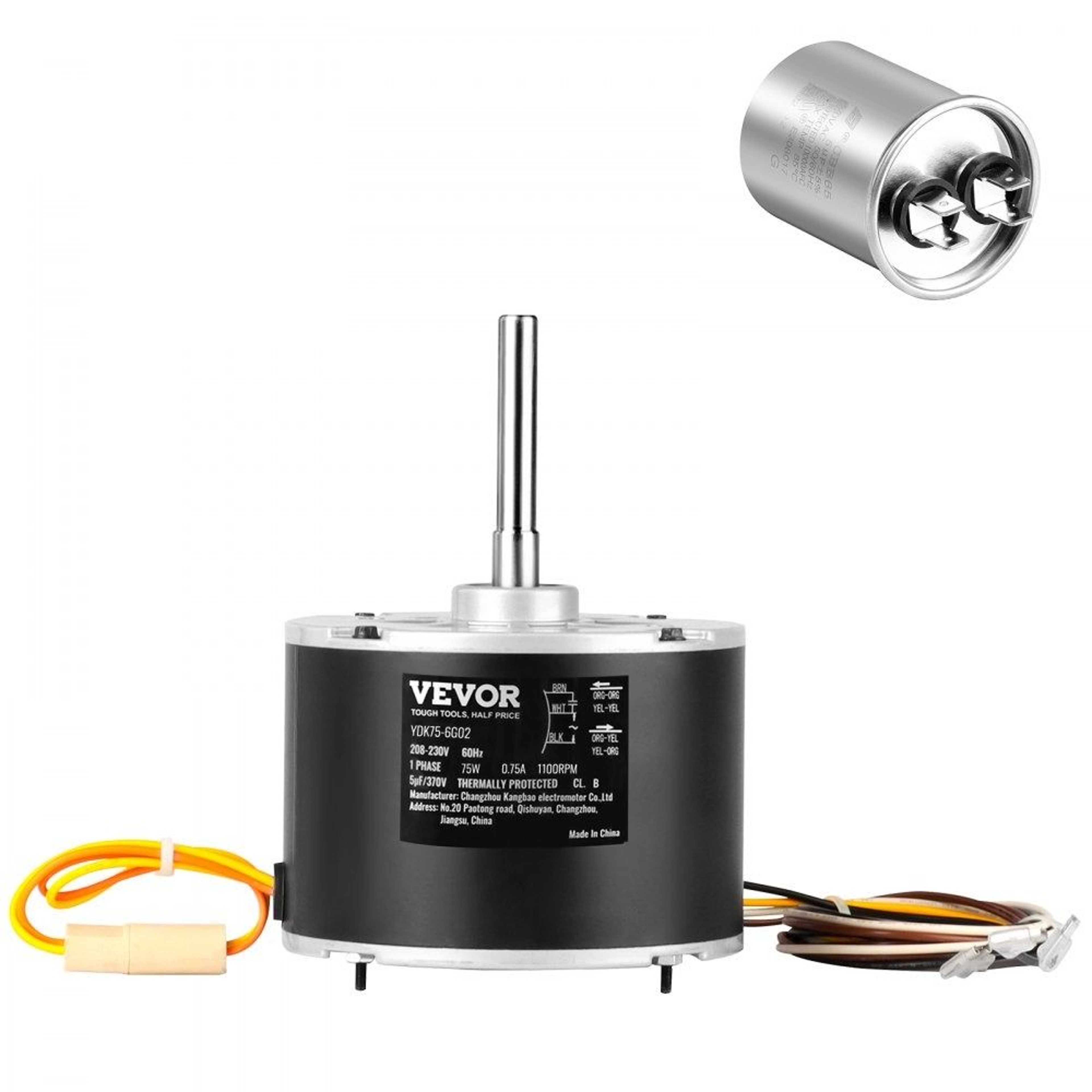 OEM Replacement Condenser Fan Motor 110 HP 208230V 1100 RPM With Reversible Rotation  Capacitor 8
