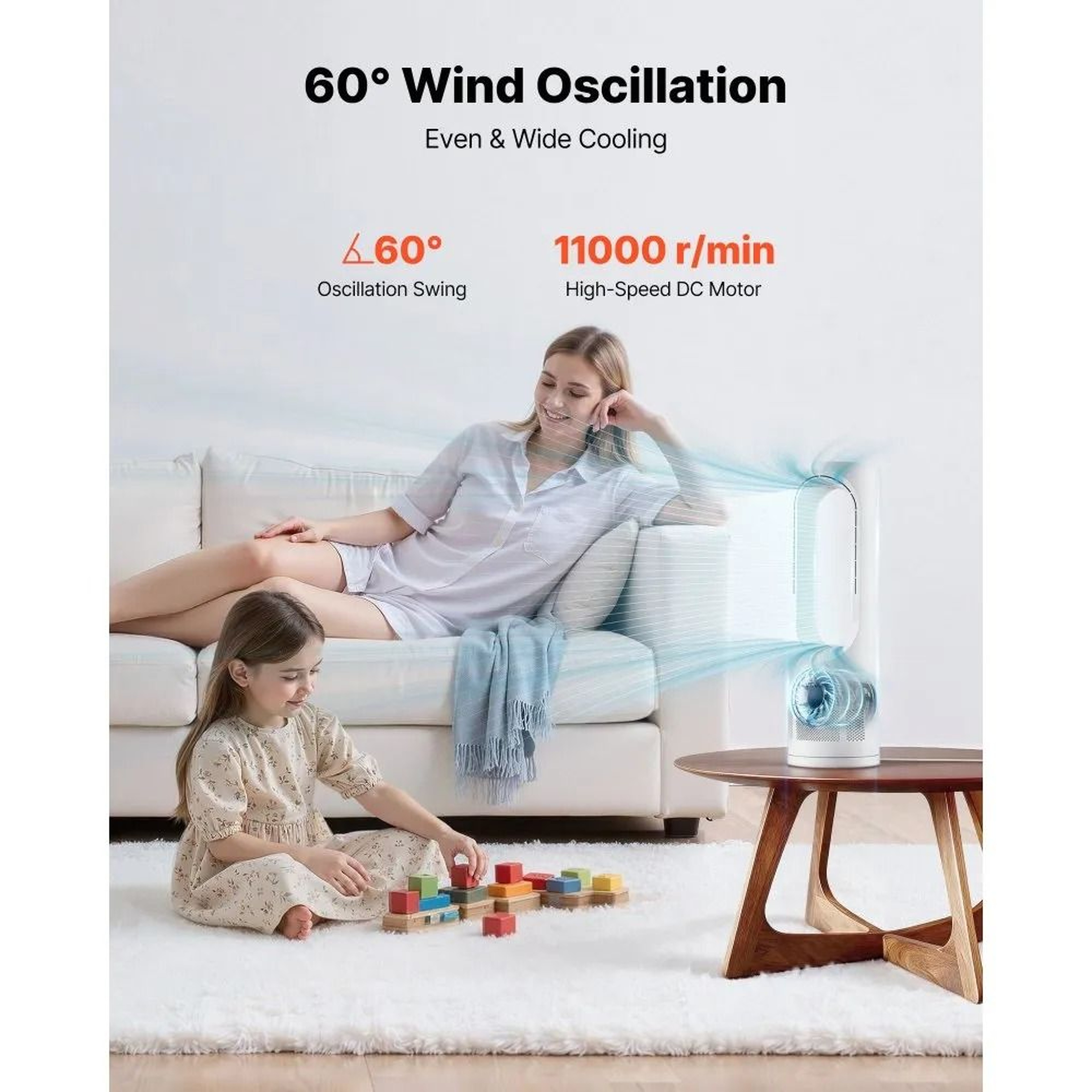 17Inch Bladeless Desk Fan With Quiet Cooling 5 Speeds  60 Oscillation 2