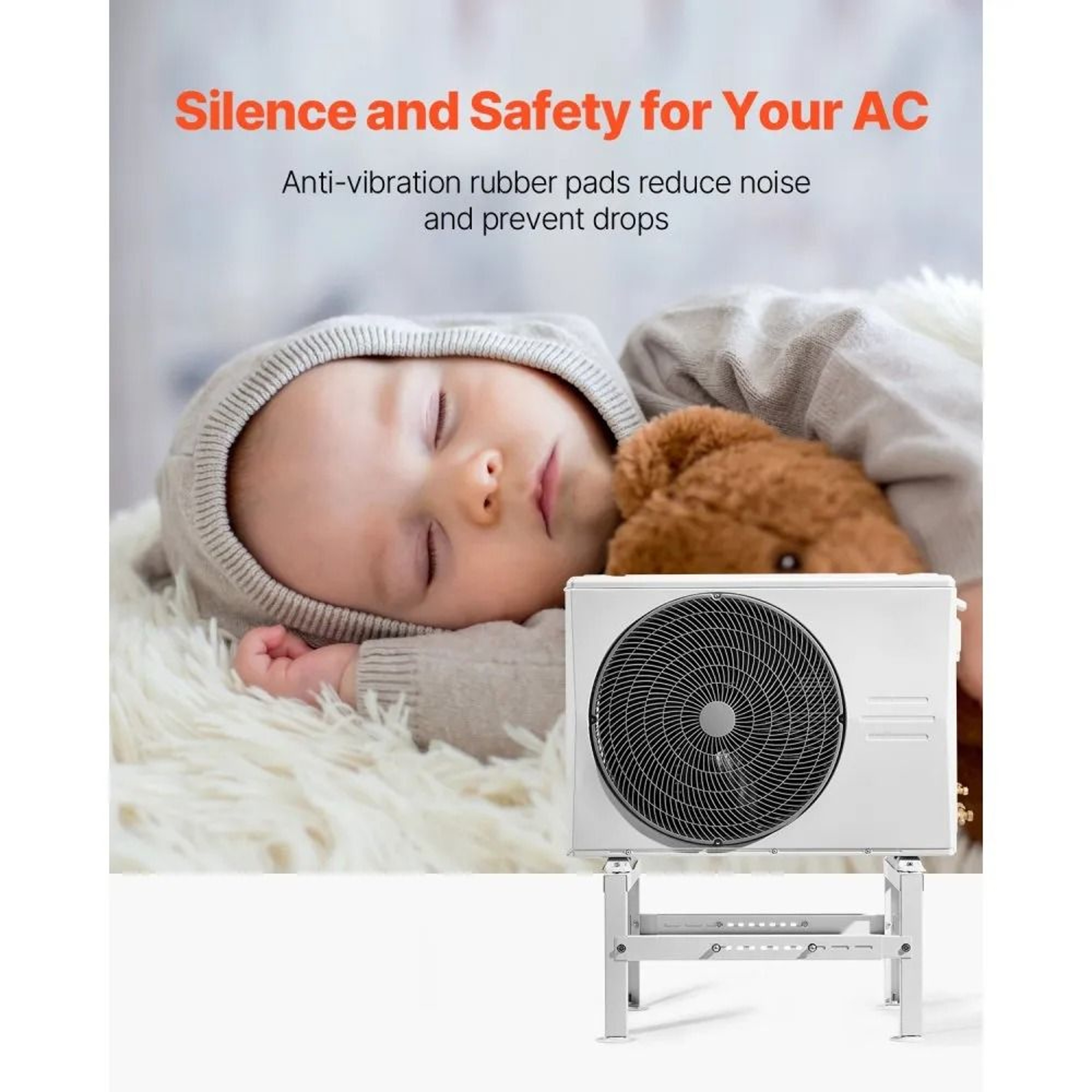 Adjustable Mini Split Ground Stand For 900060000 BTU Heavy Duty AntiVibration AC Condenser Base 1