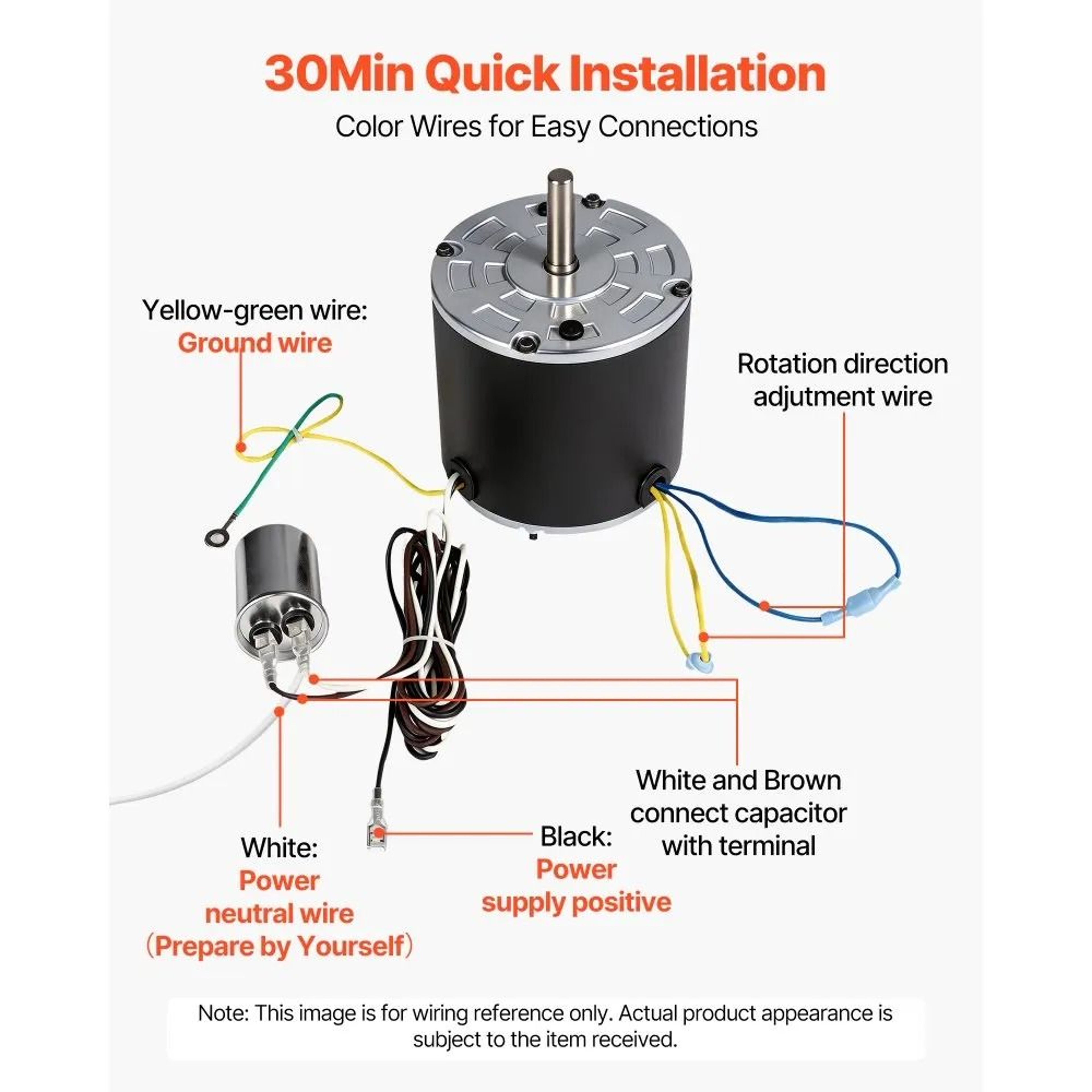 Universal 15HP Condenser Fan Motor With Capacitor 208230V 1075900 RPM HVAC AC Replacement 5