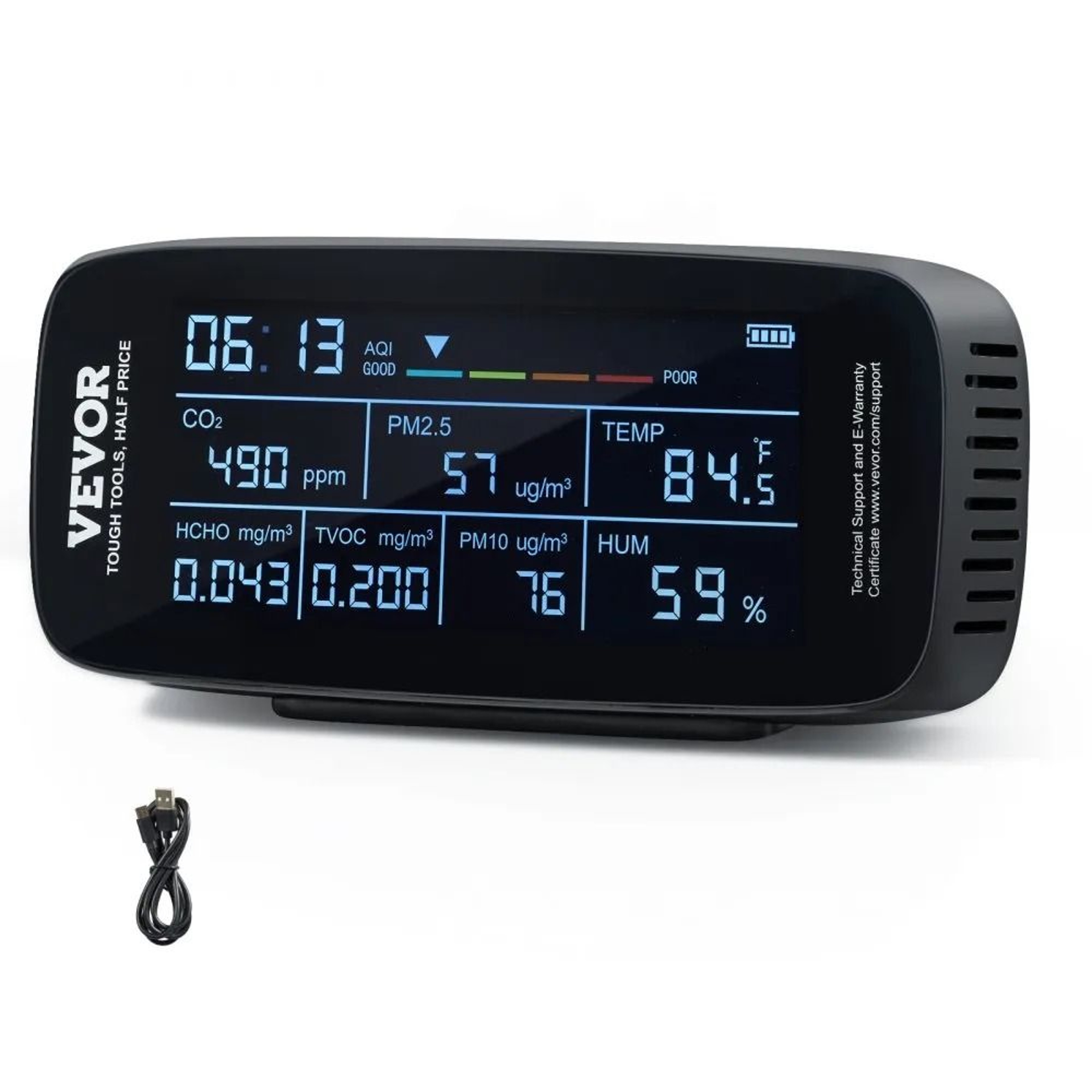 9 In 1 Air Quality Monitor CO2 Detector With PM25 HCHO TVOC Sensor 0