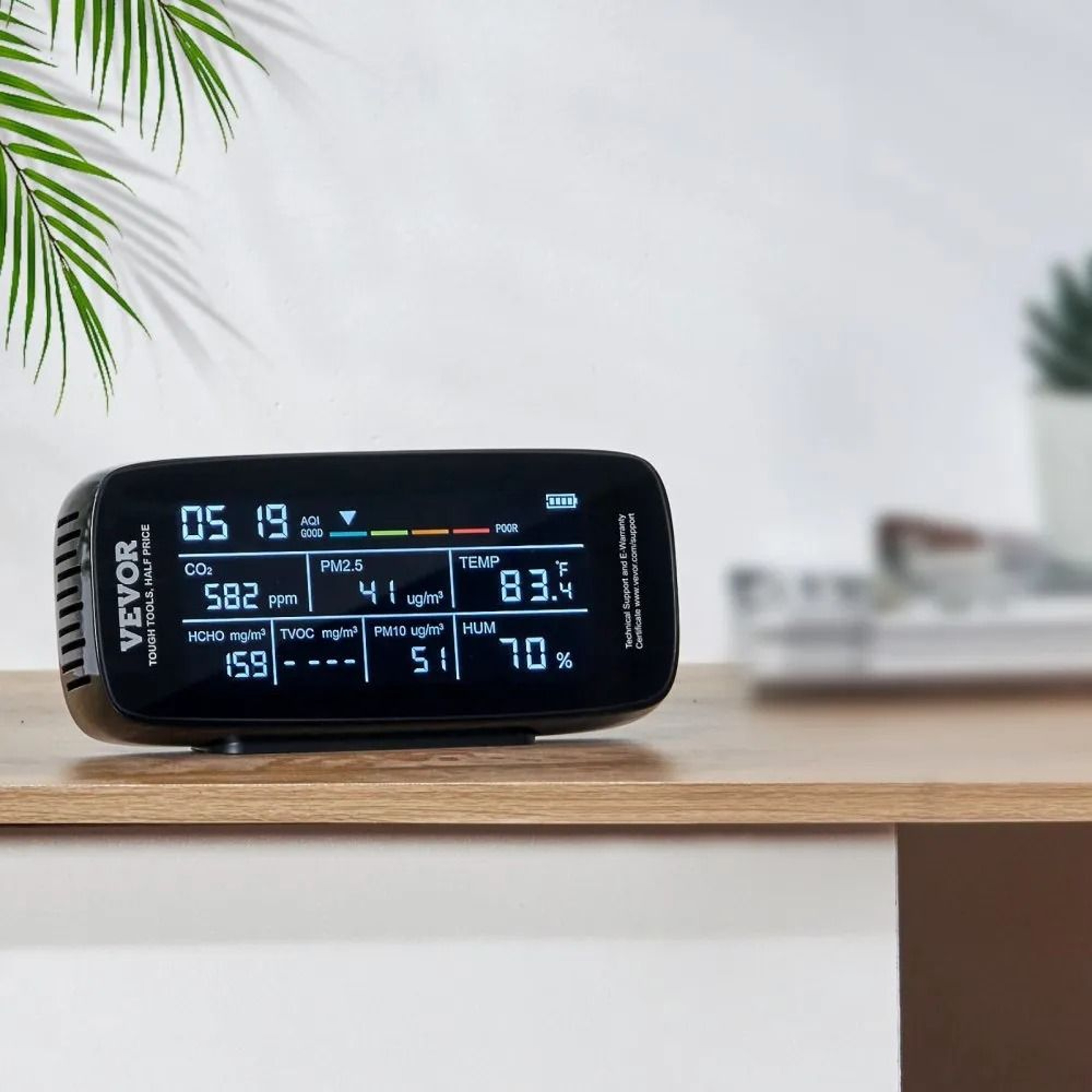 9 In 1 Air Quality Monitor CO2 Detector With PM25 HCHO TVOC Sensor 6