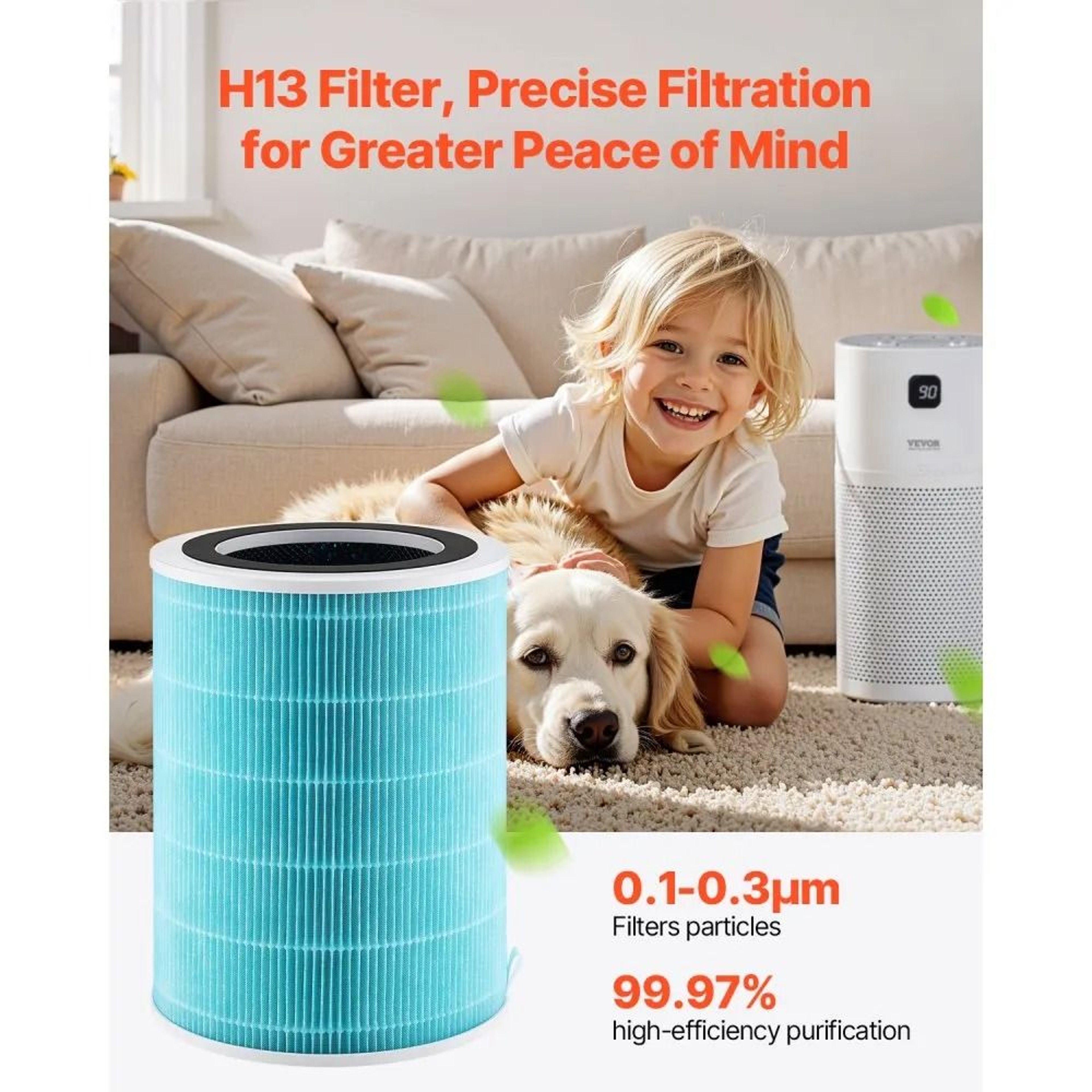 H13 Air Purifier Replacement Filter 3 In 1 HEPA Activated Carbon Filter 5