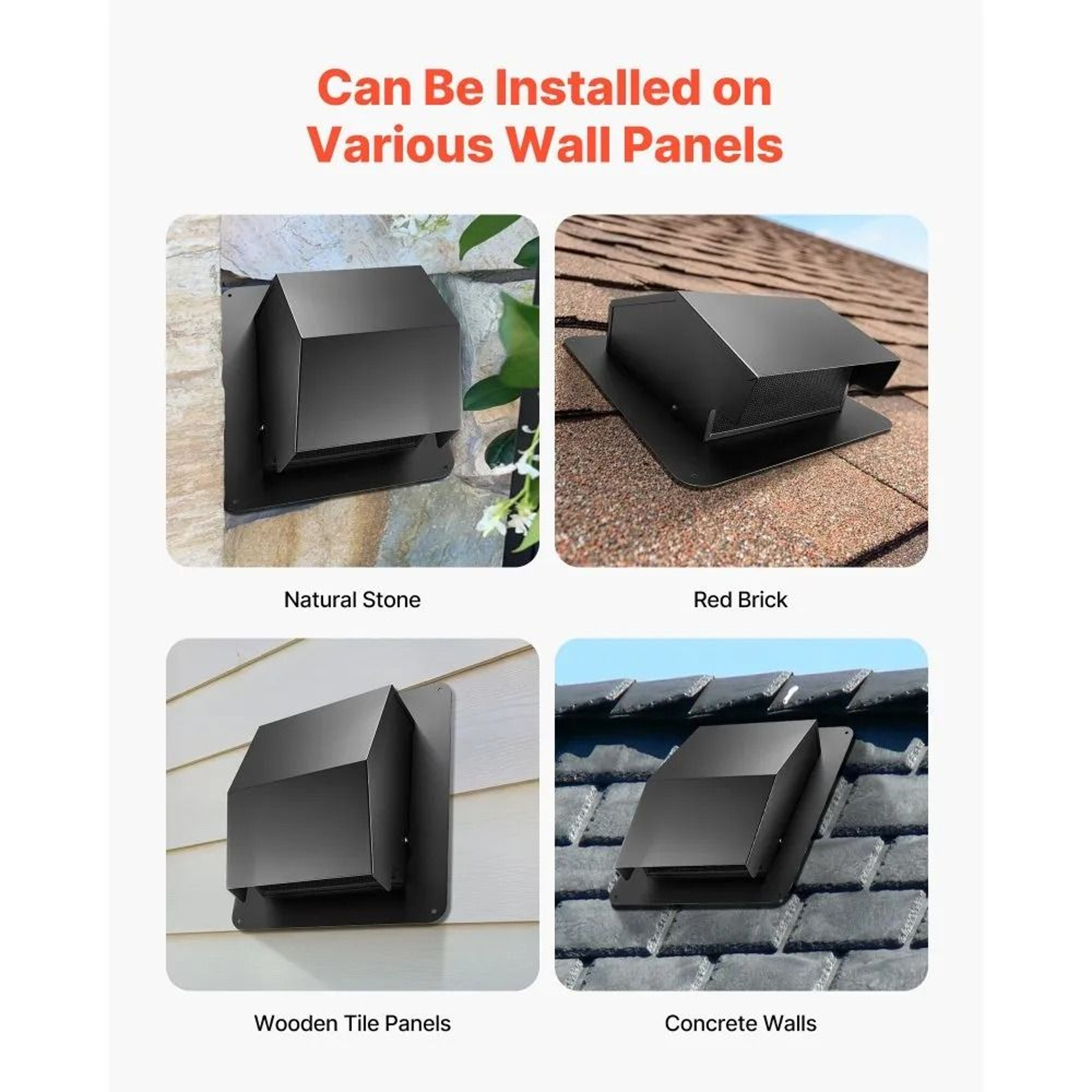 6 Inch Hooded Wall Vent Cover Steel Exhaust Vent With Protective Mesh 5