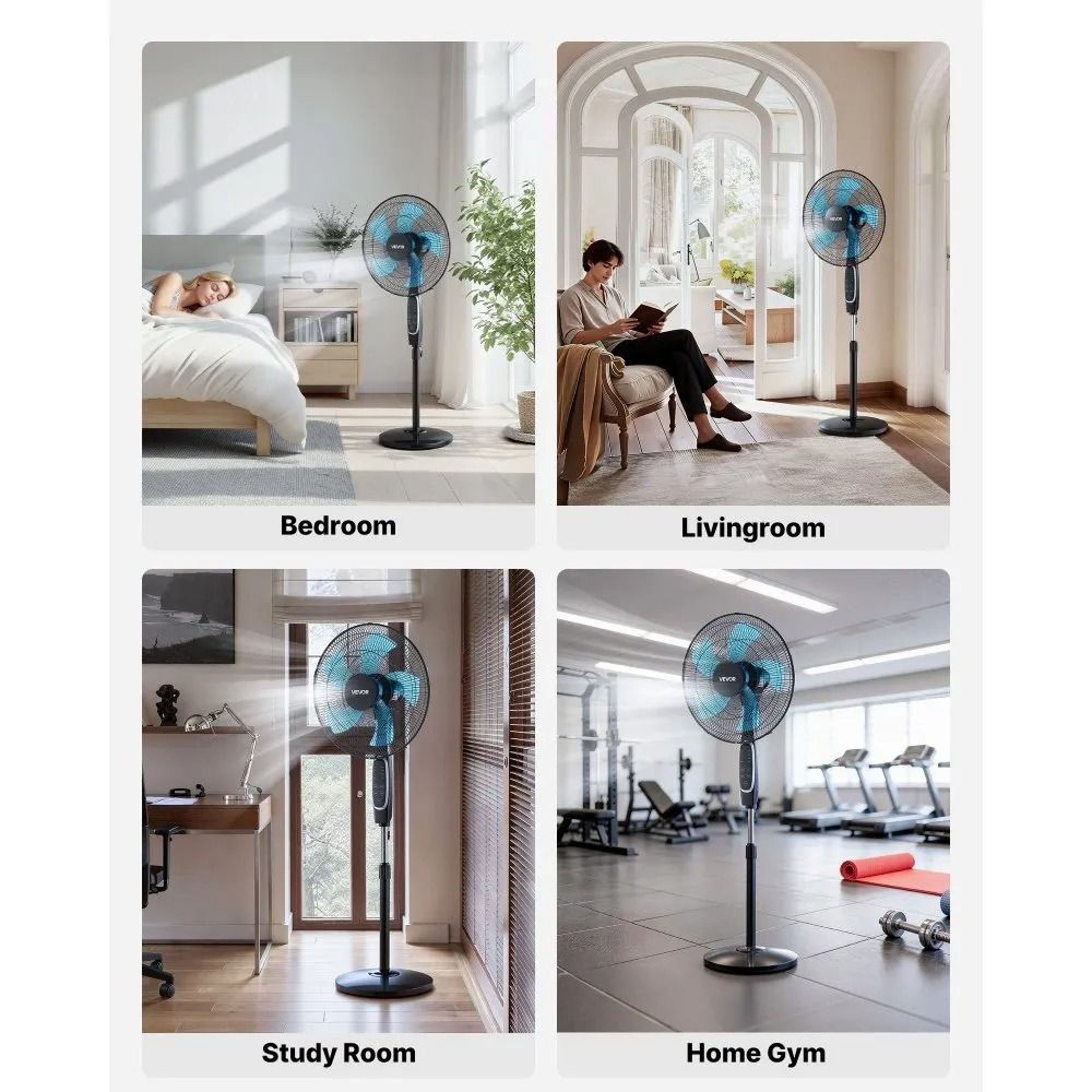 18 Inch Pedestal Fan 2700 CFM Quiet Standing Floor Fan With Remote Control 6