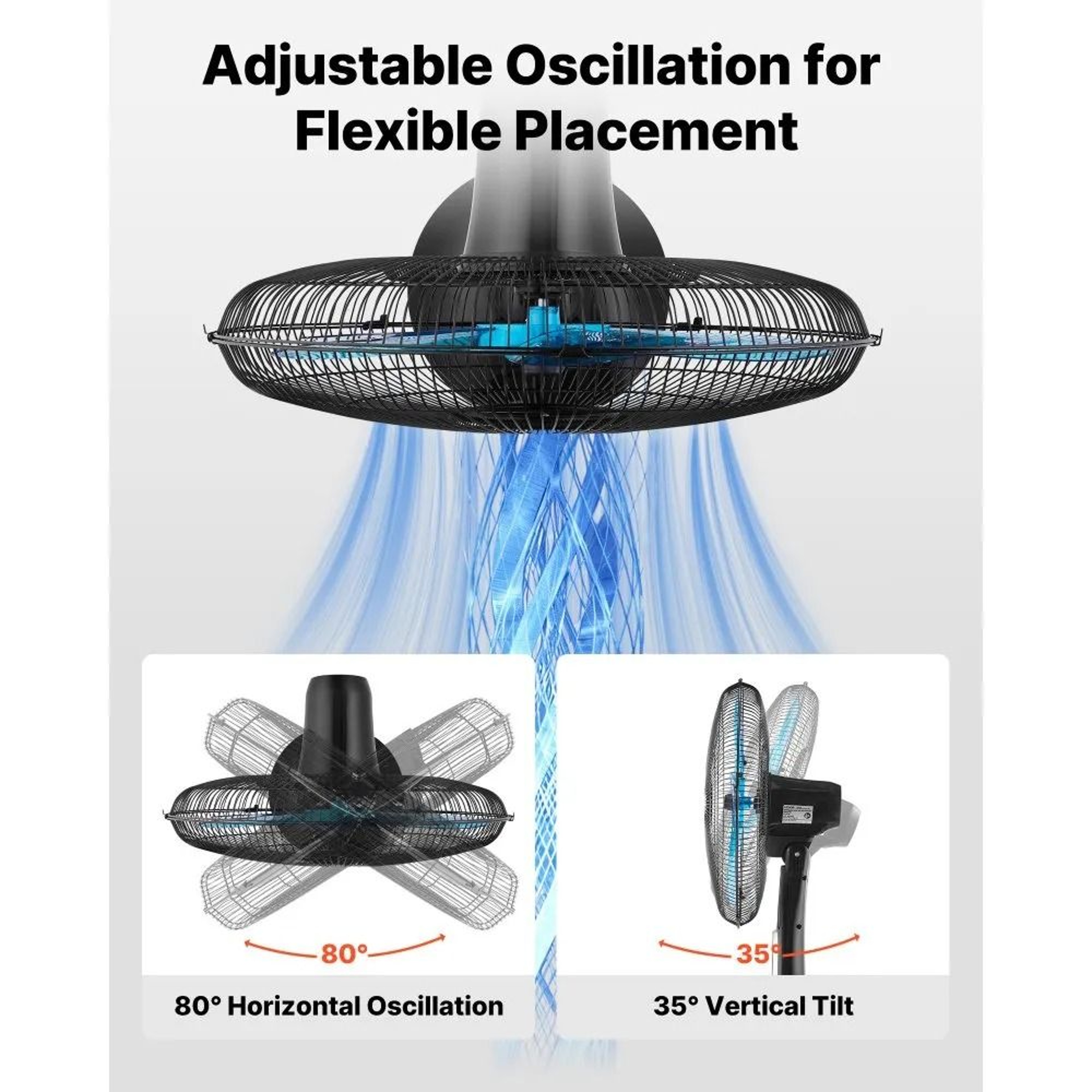 18 Inch Pedestal Fan 2700 CFM Quiet Standing Floor Fan With Remote Control 4