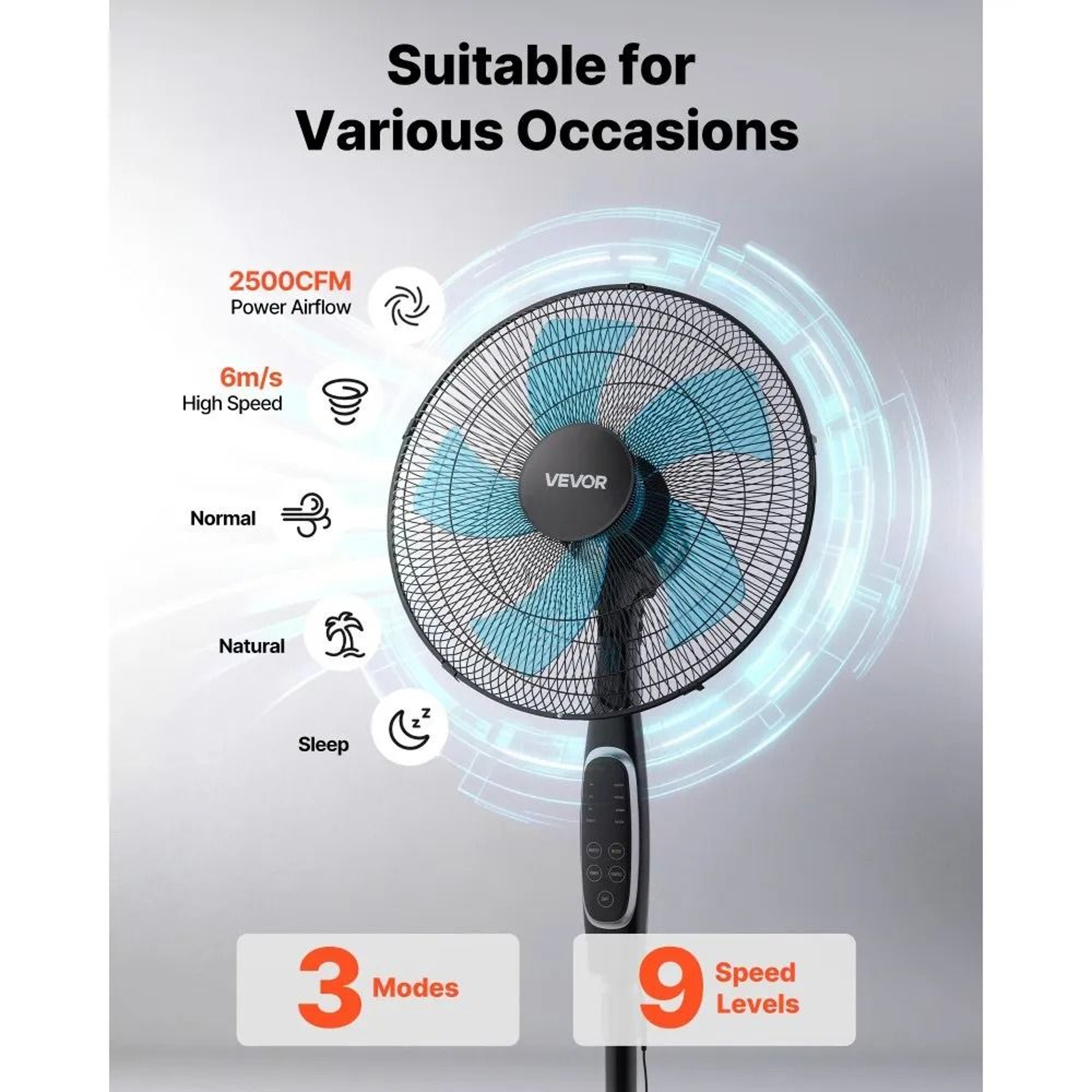 18 Inch Pedestal Fan 2700 CFM Quiet Standing Floor Fan With Remote Control 1